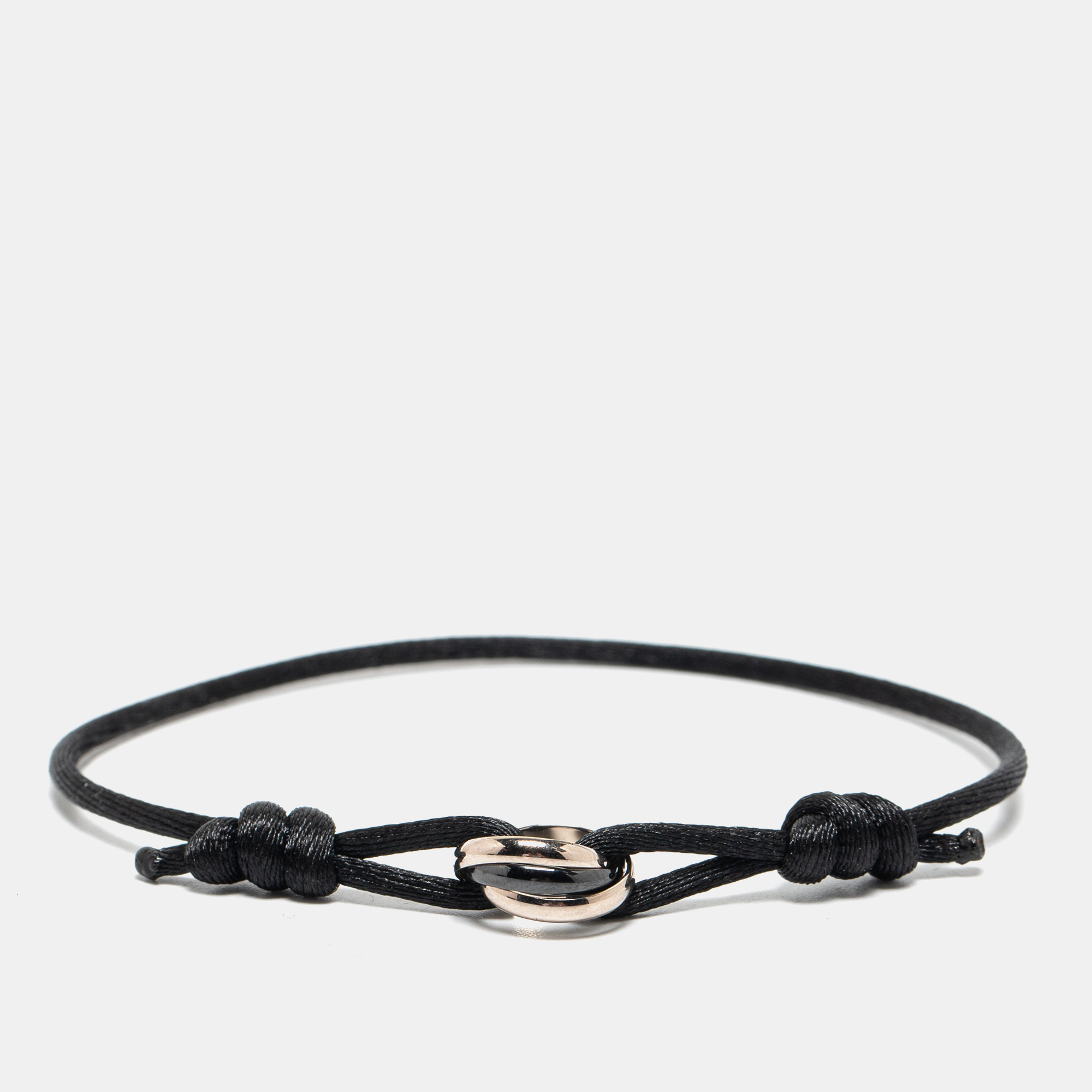 Pre Owned Cartier Trinity Ceramic 18k White Gold Adjustable Cord Bracelet