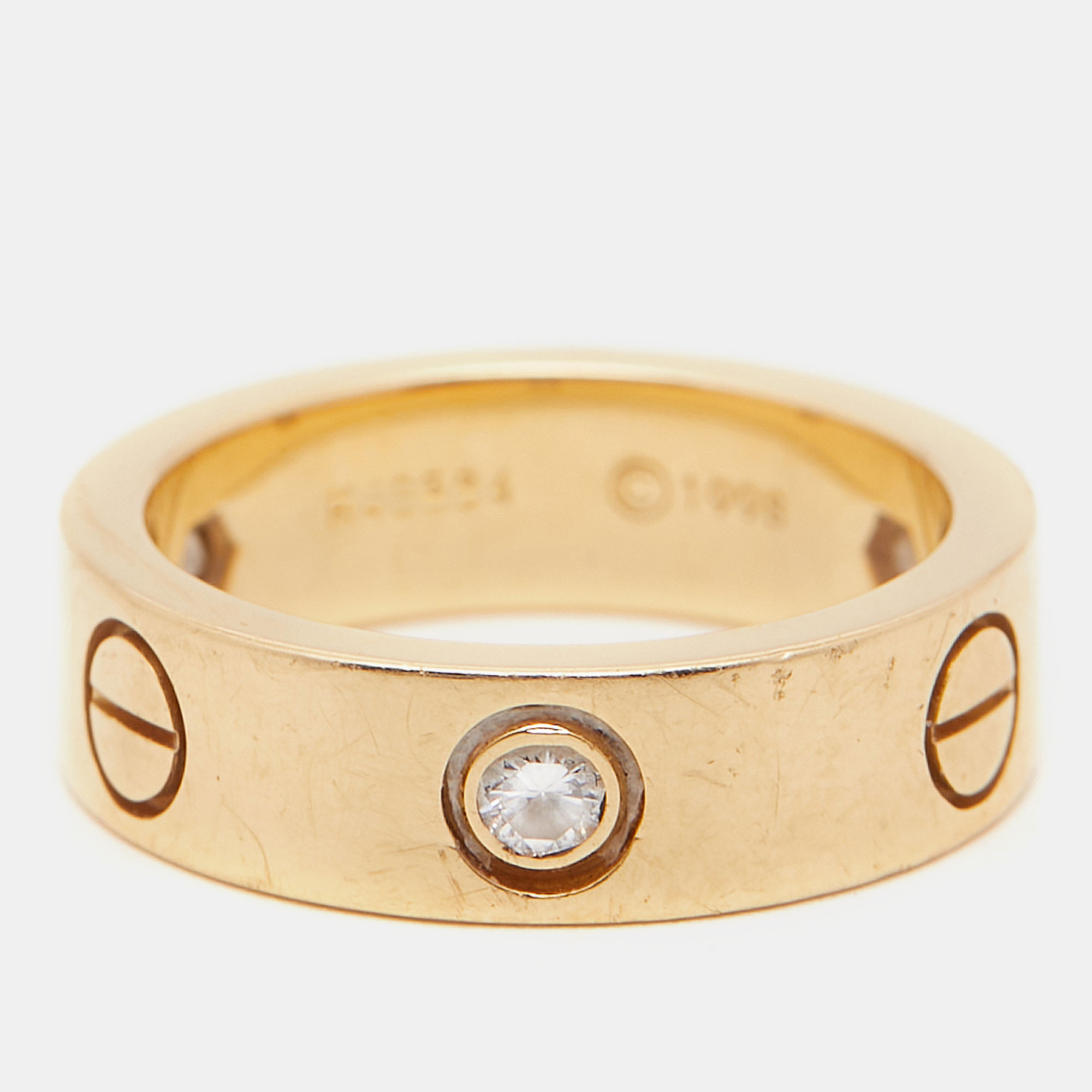 

Cartier Love 3 Diamond 18k Yellow Gold Band Ring Size