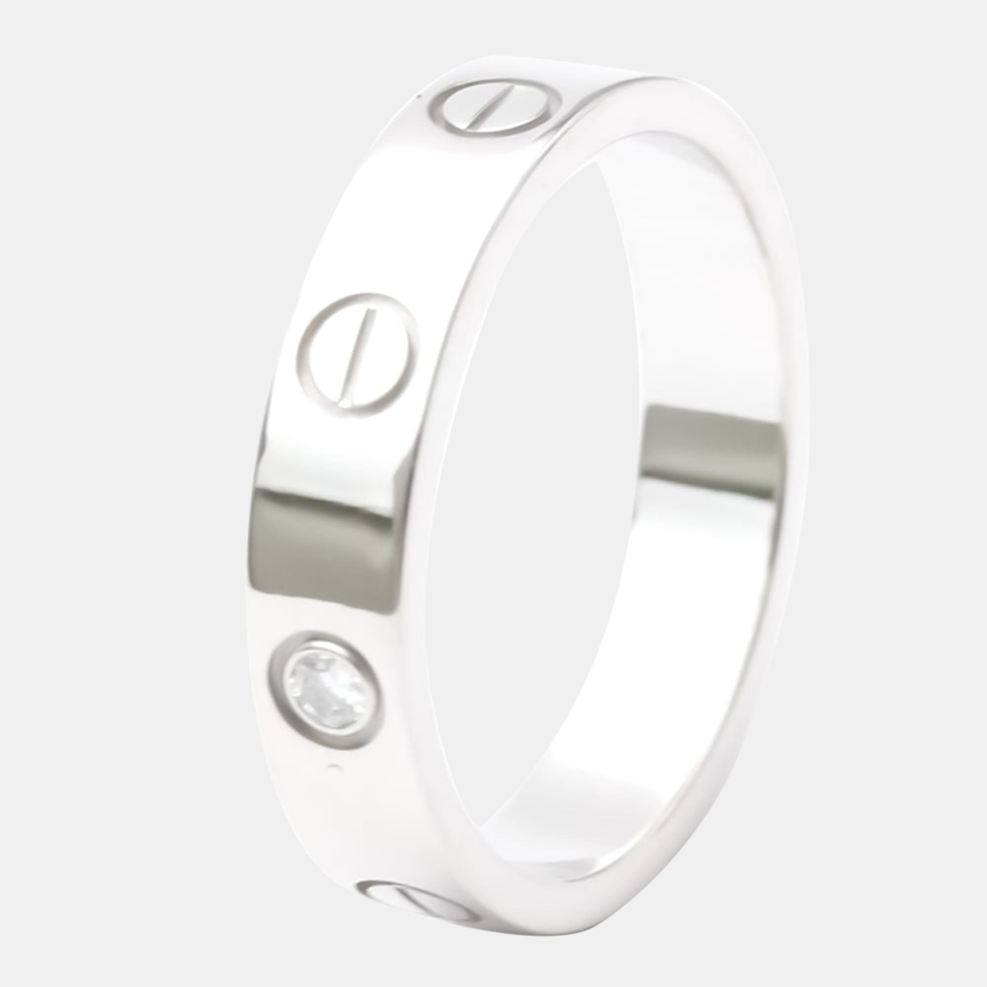 Pre Owned Cartier Love 18K White Gold Diamond Ring EU 51