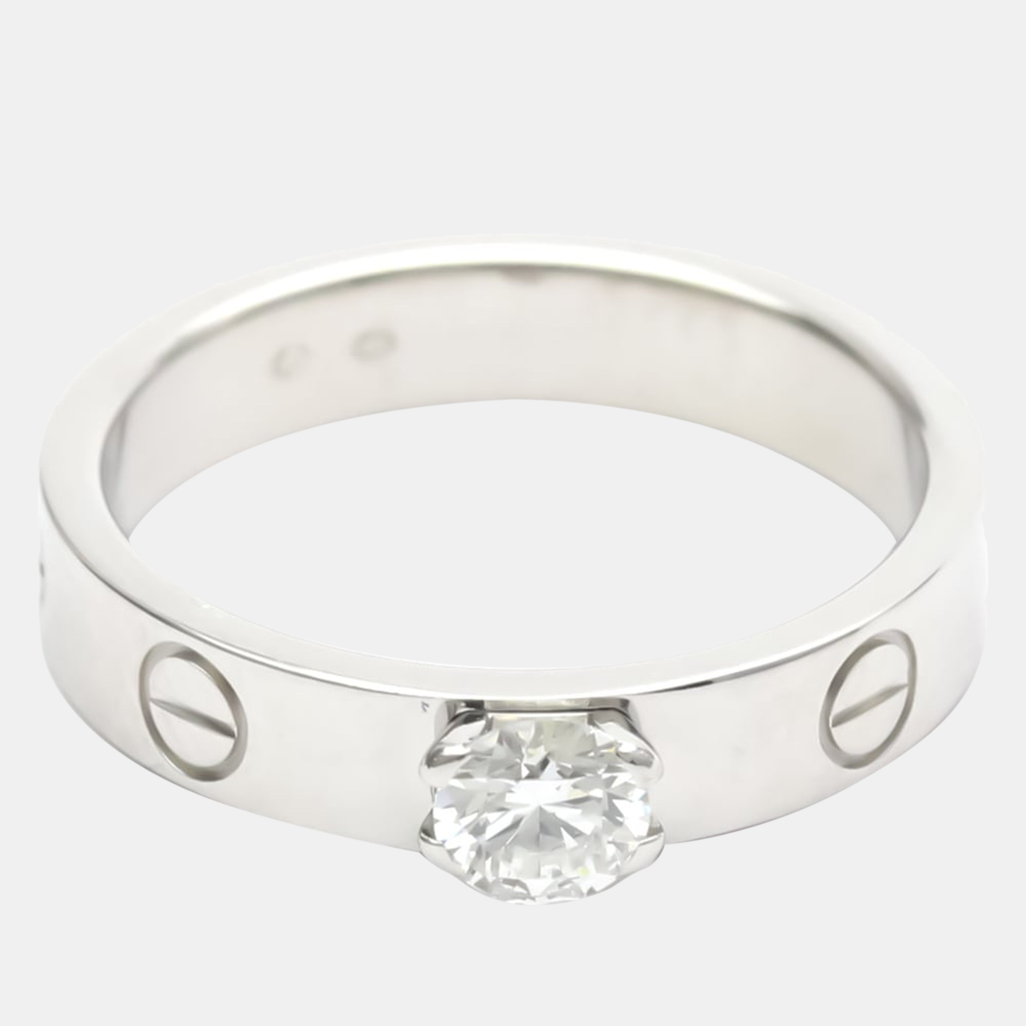 مملوكة مسبقًا Cartier Love Solitaire 18K White Gold Diamond Ring EU 50