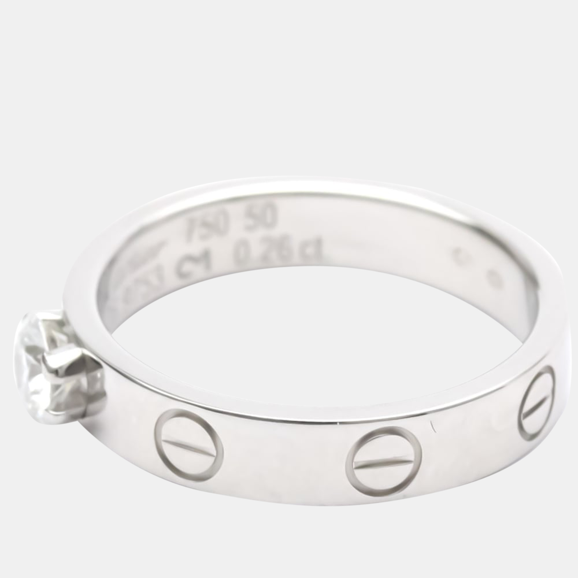

Cartier Love Solitaire 18K White Gold Diamond Ring EU 50