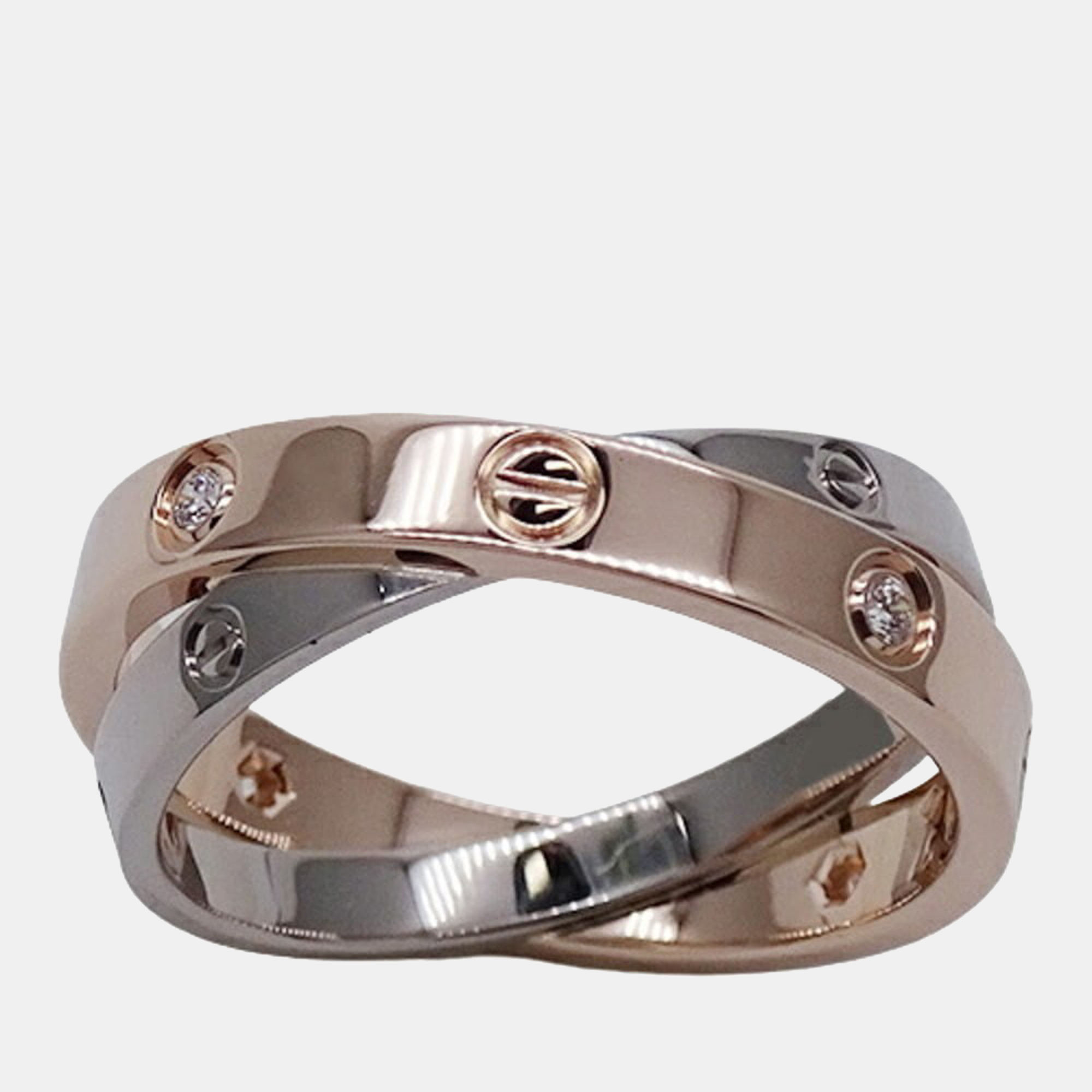 

Cartier Love 18K Rose Gold and White Gold Diamond Ring EU 57