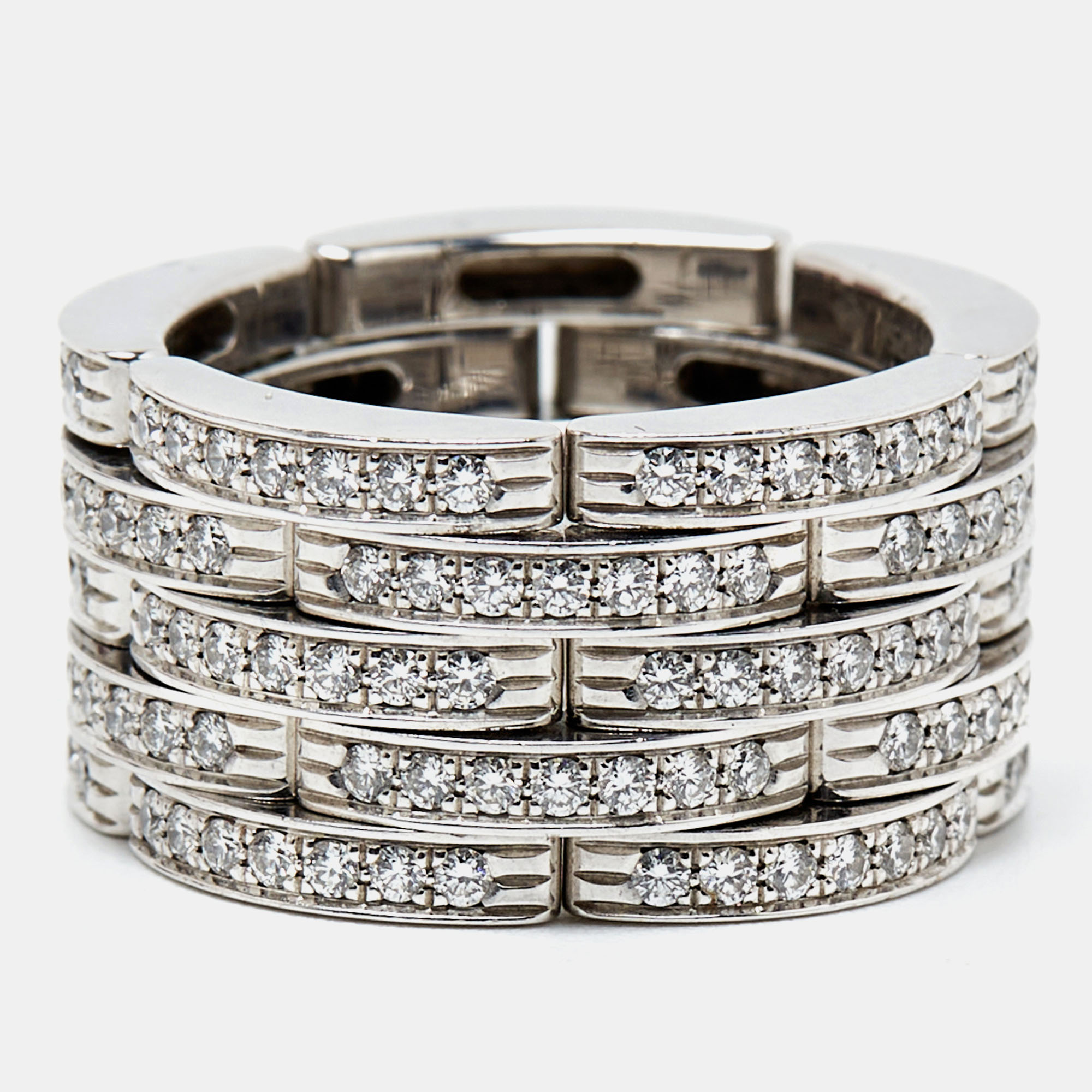 

Cartier Maillon Panthère Diamond 18K White Gold 5 Row Ring Size