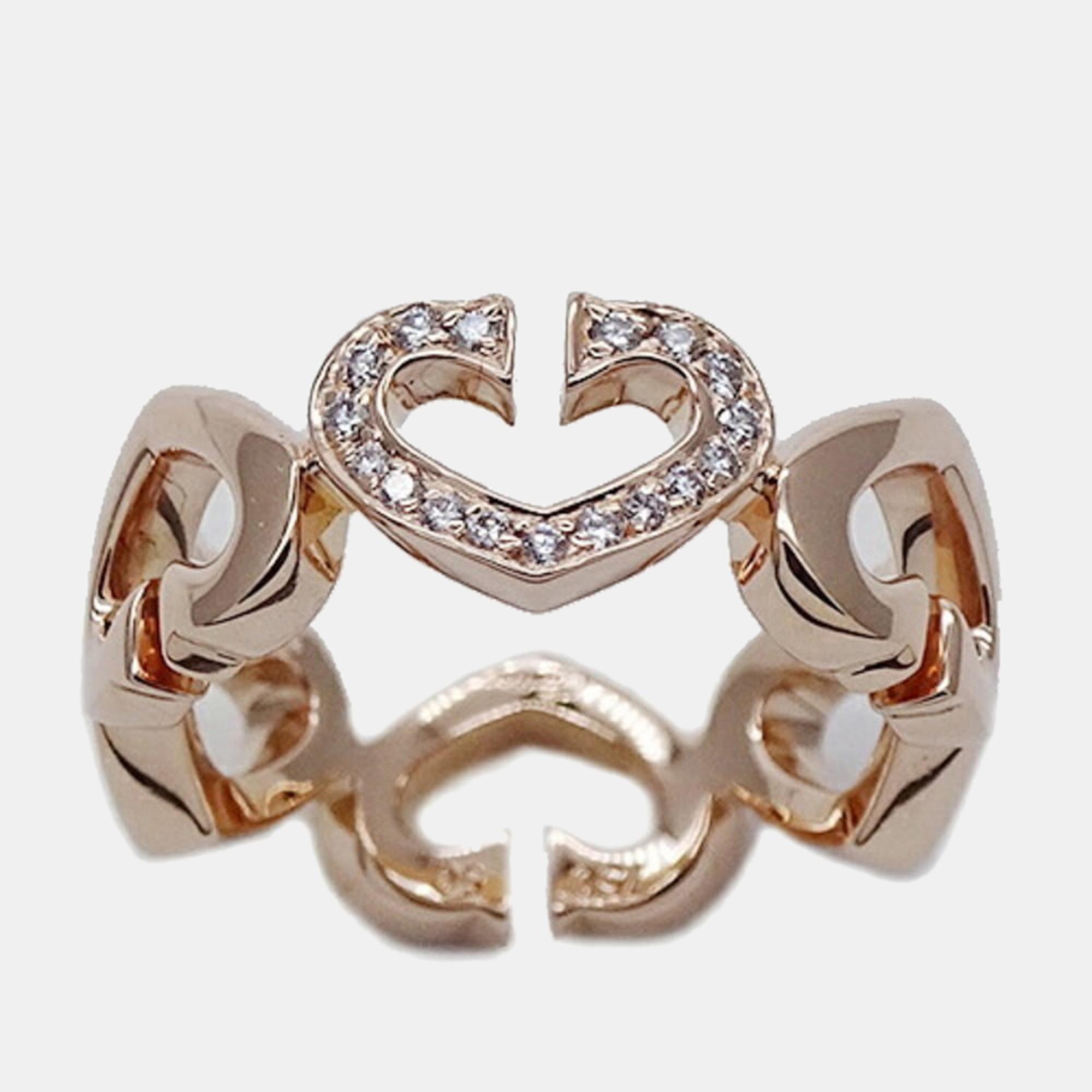 

Cartier Heart C 18K Rose Gold Diamond Ring EU 50