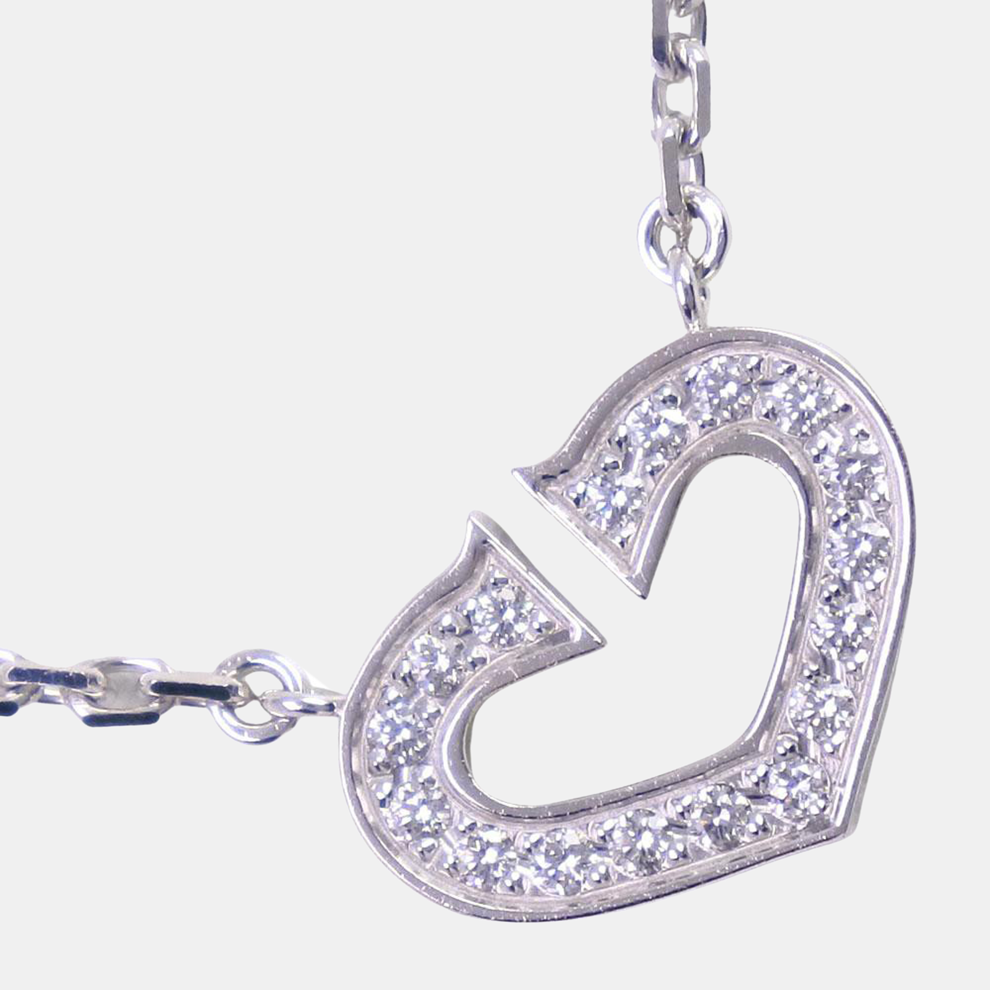

Cartier Vintage Heart C 18K White Gold Diamond Necklace