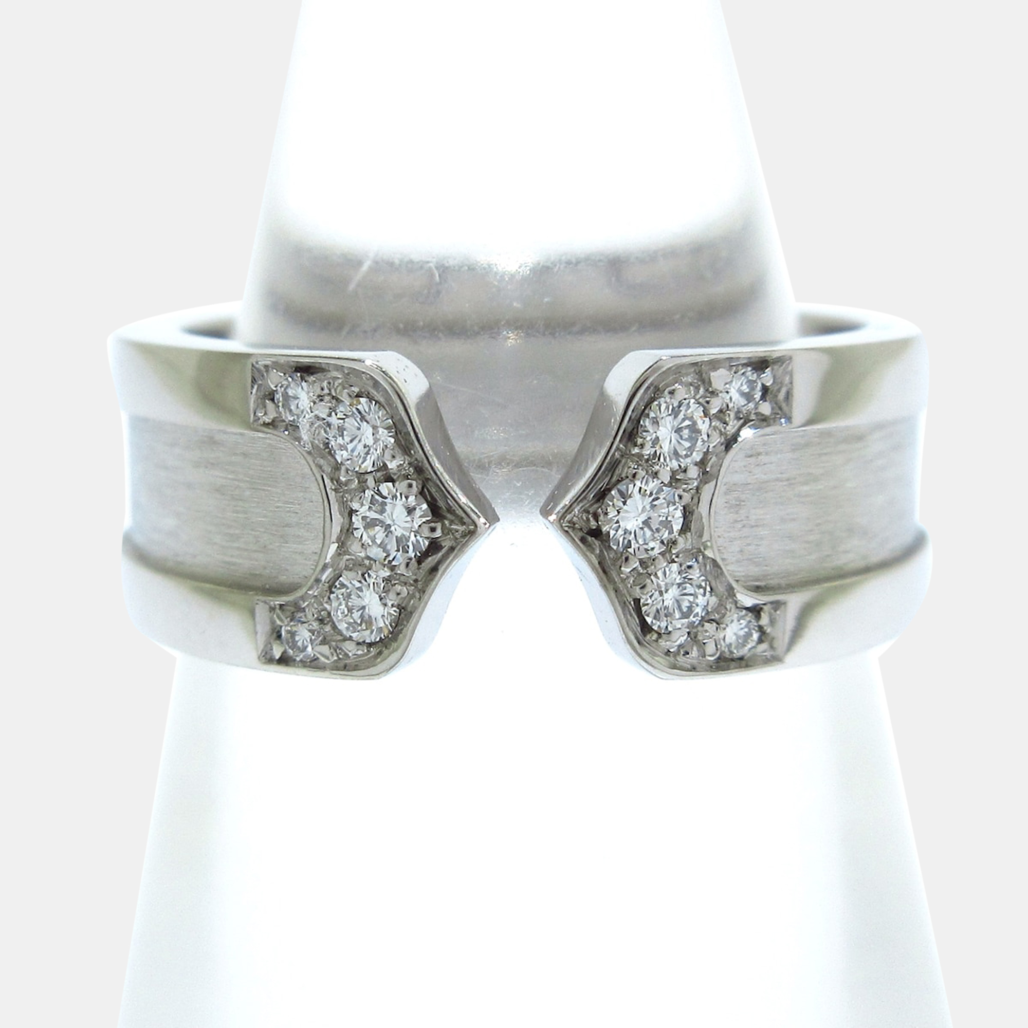 

Cartier Double C 18K White Gold Diamond Ring EU 49