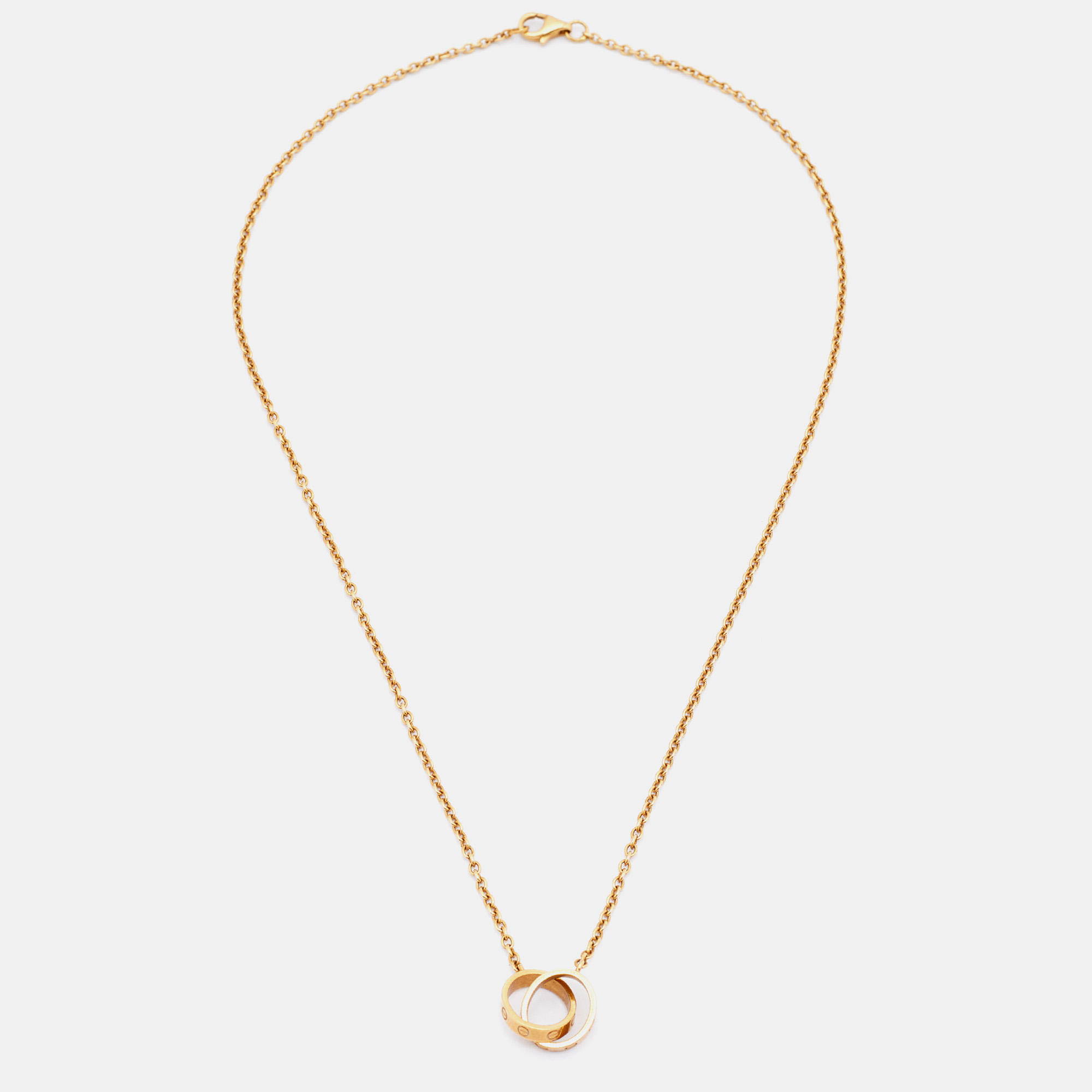 

Cartier Love Interlocking 2 Hoops 18K Rose Gold Pendant Necklace
