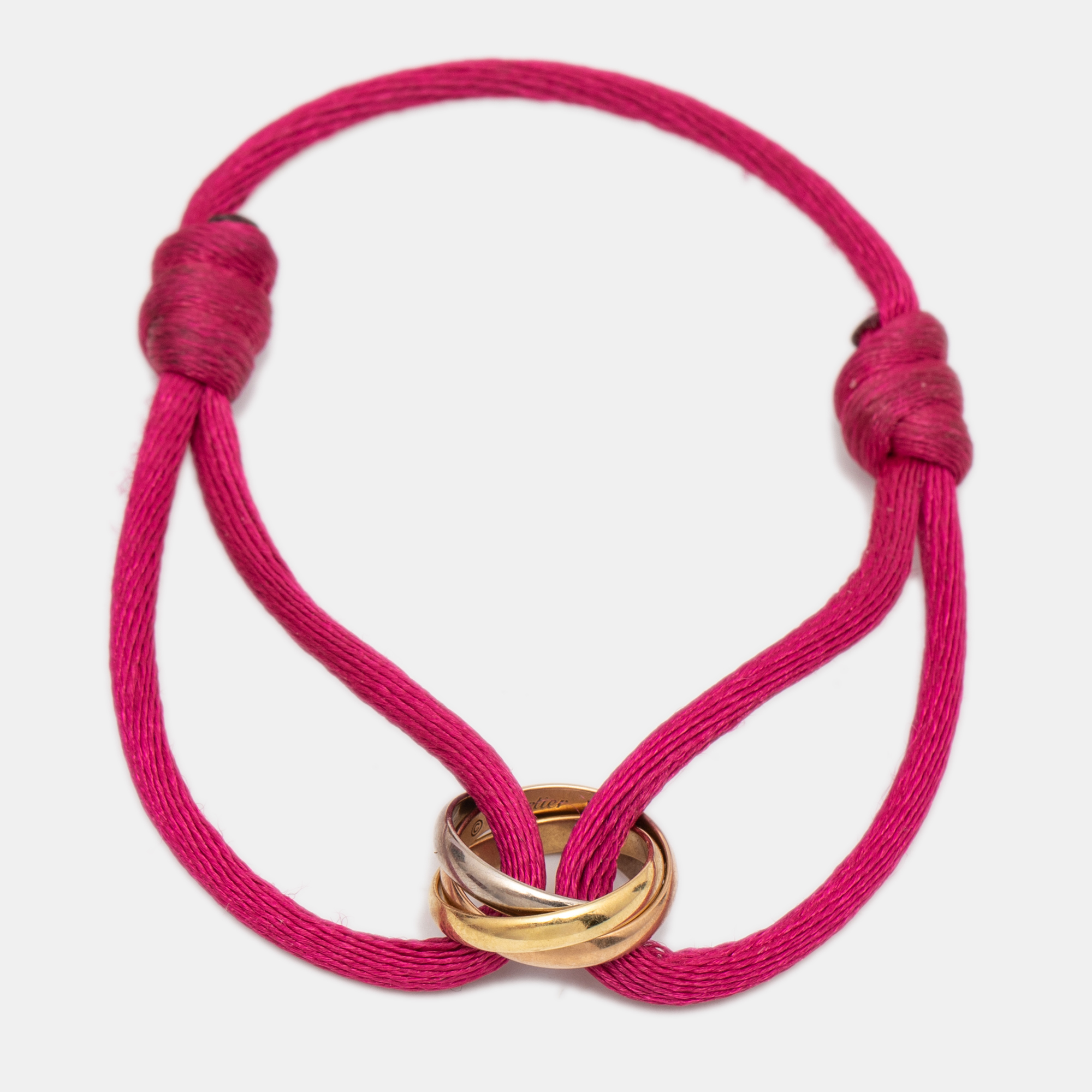 Pre Owned Cartier Trinity 18k Three Tone Gold Adjustable Cord Bracelet