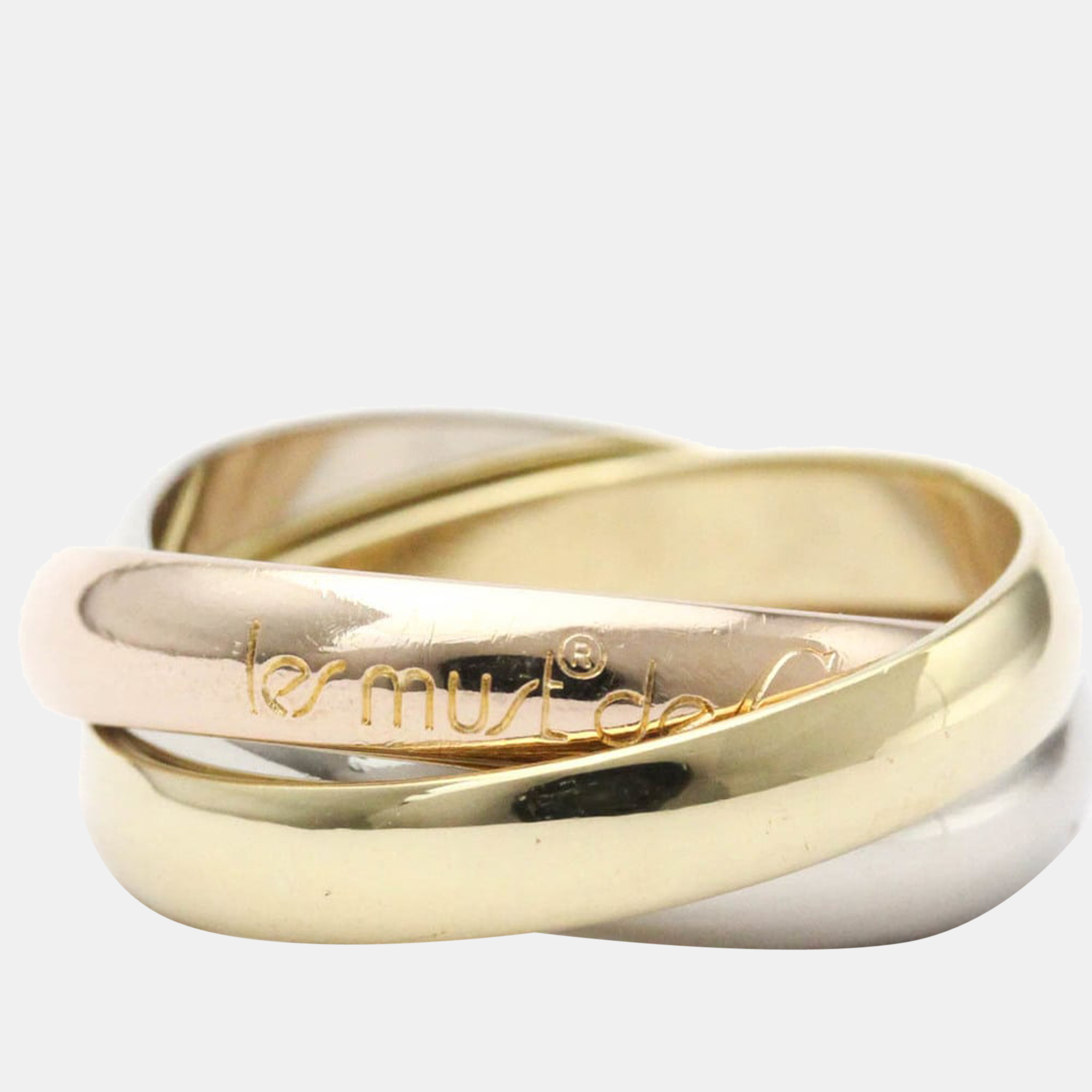 مملوكة مسبقًا Cartier Les Must De Trinity 18K Yellow Rose and White Gold Ring EU 51