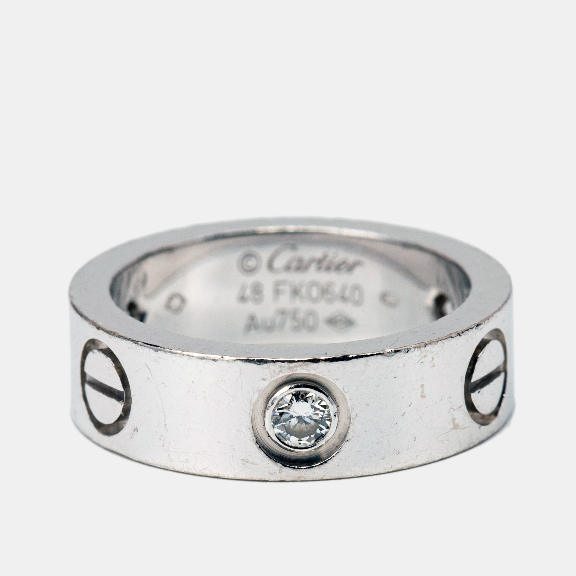 

Cartier Love 3 Diamond 18k White Gold Band Ring Size