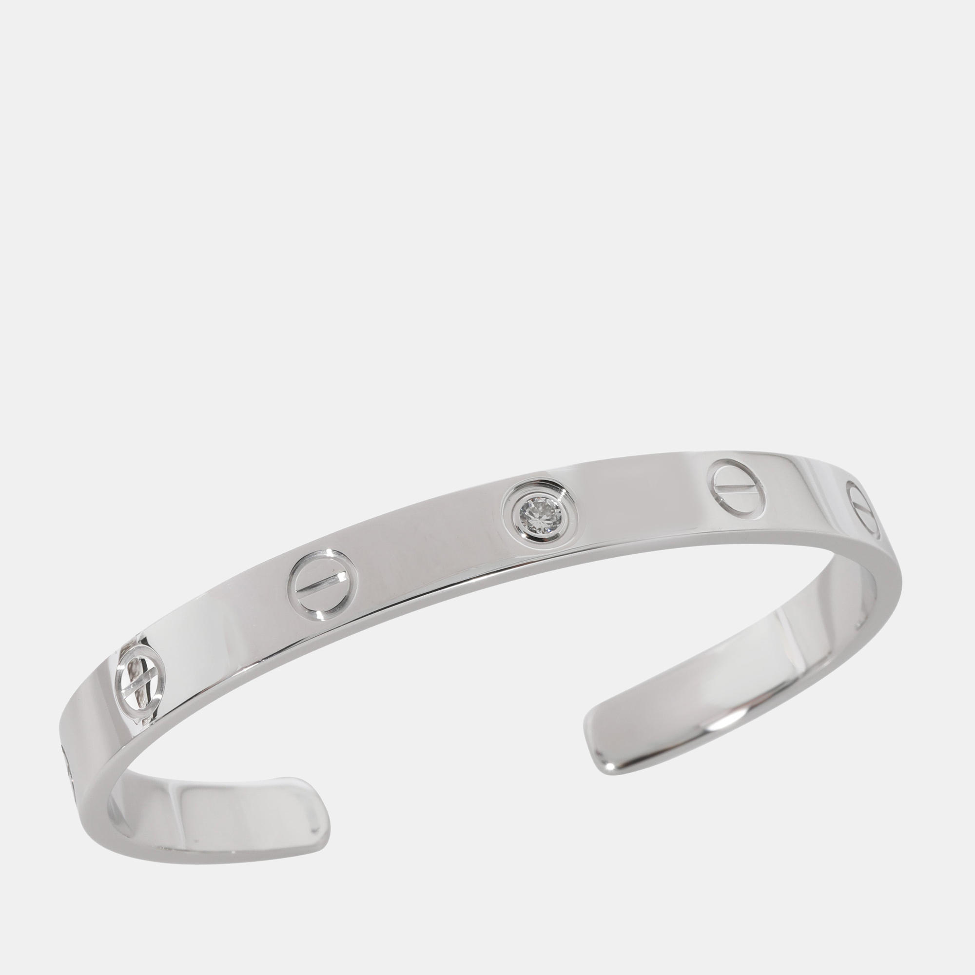 

Cartier Love Diamond Cuff Bracelet in 18k White Gold 0.1 CTW