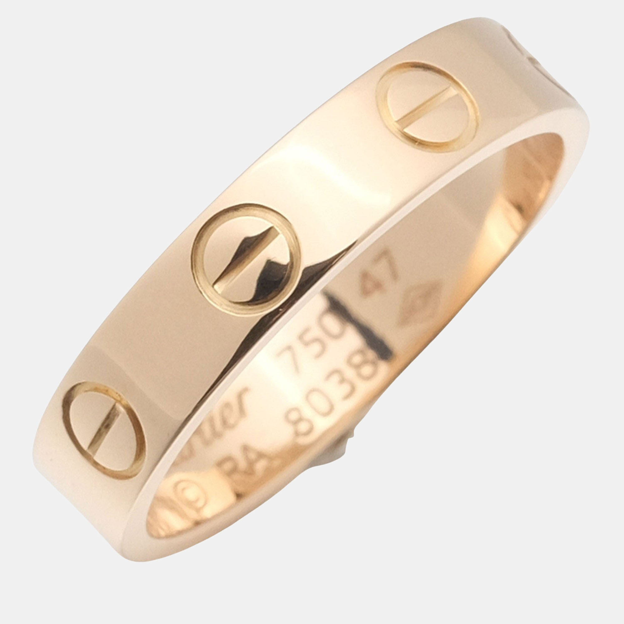 Pre-owned Cartier Love 18k Rose Gold Ring Eu 47