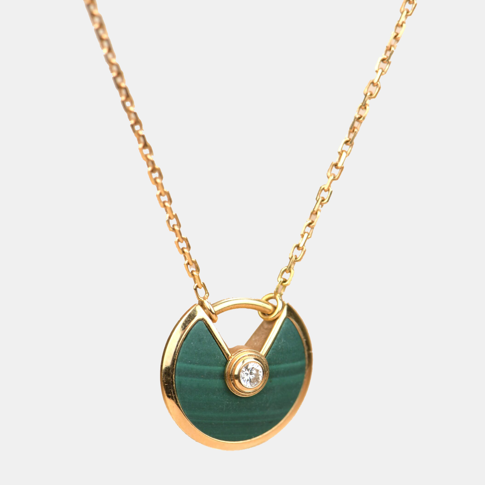 

Cartier Amulette de 18K Rose Gold Malachite Pendant Necklace