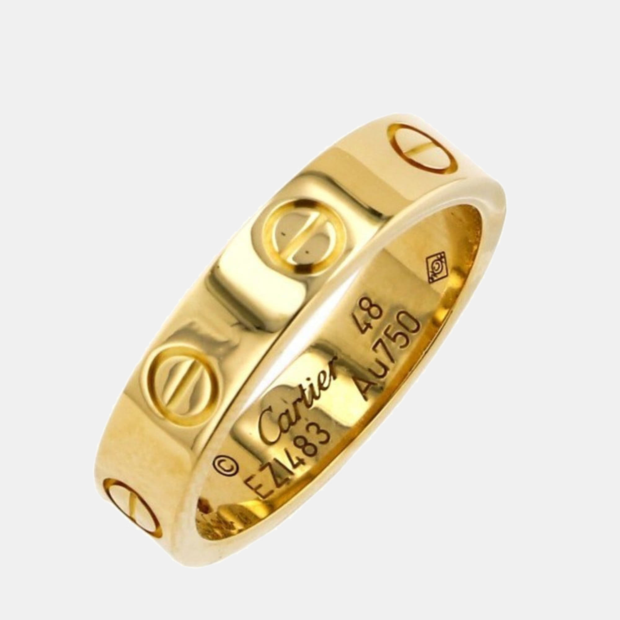 Pre-owned Cartier Love 18k Yellow Gold Diamond Ring Eu 48