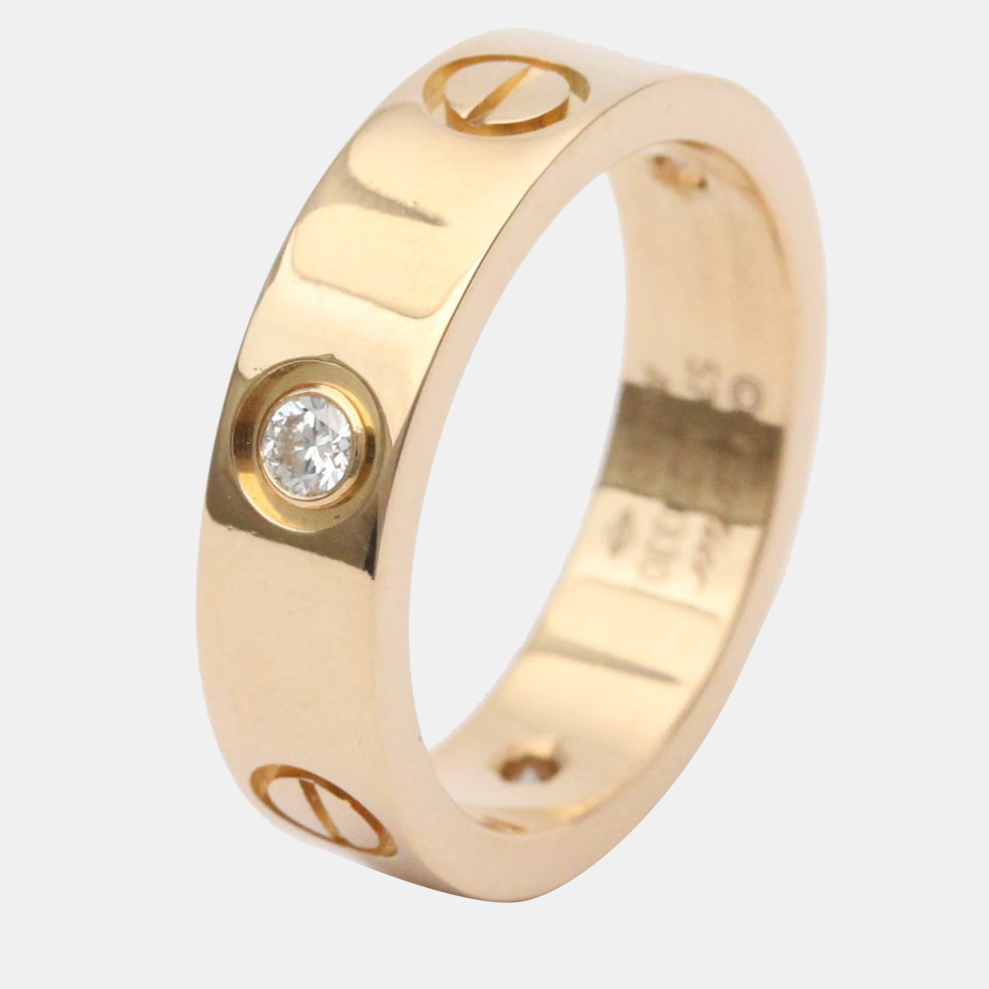 Pre-owned Cartier Love 18k Rose Gold Diamond Ring Eu 57