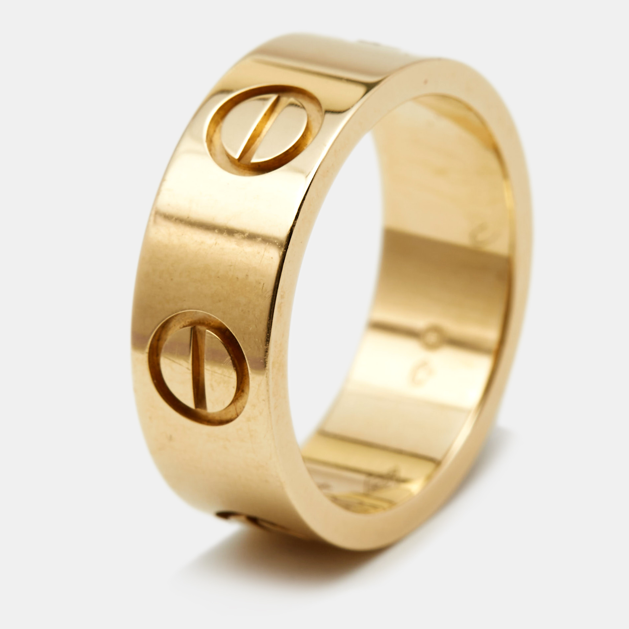 Pre-owned Cartier Love 18k Yellow Gold Band Ring Size 44