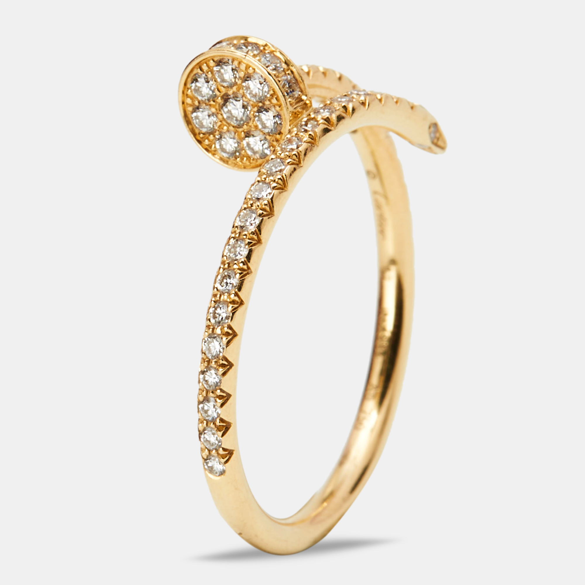 Pre Owned Cartier Juste Un Clou Diamond 18k Yellow Gold Ring Size 57