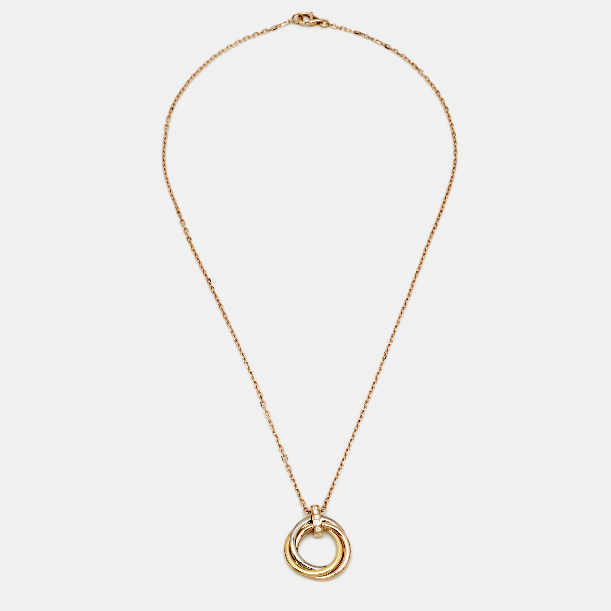 

Cartier Trinity Diamond 18k Three Tone Gold Pendant Necklace