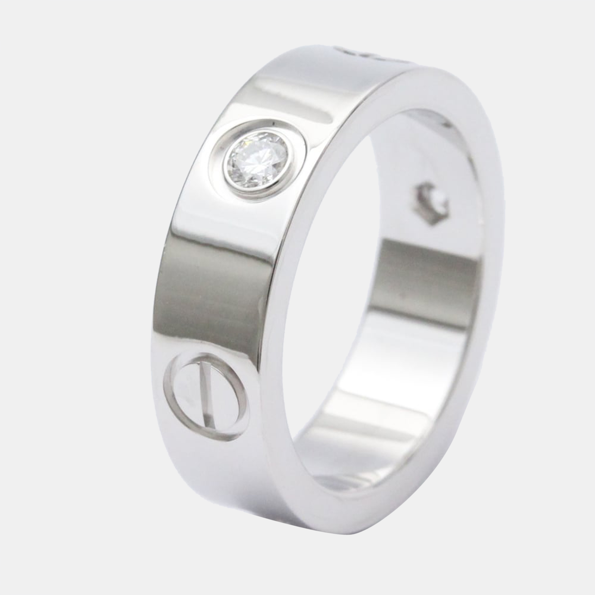 Pre Owned Cartier Love 18K White Gold Diamond Ring EU 51