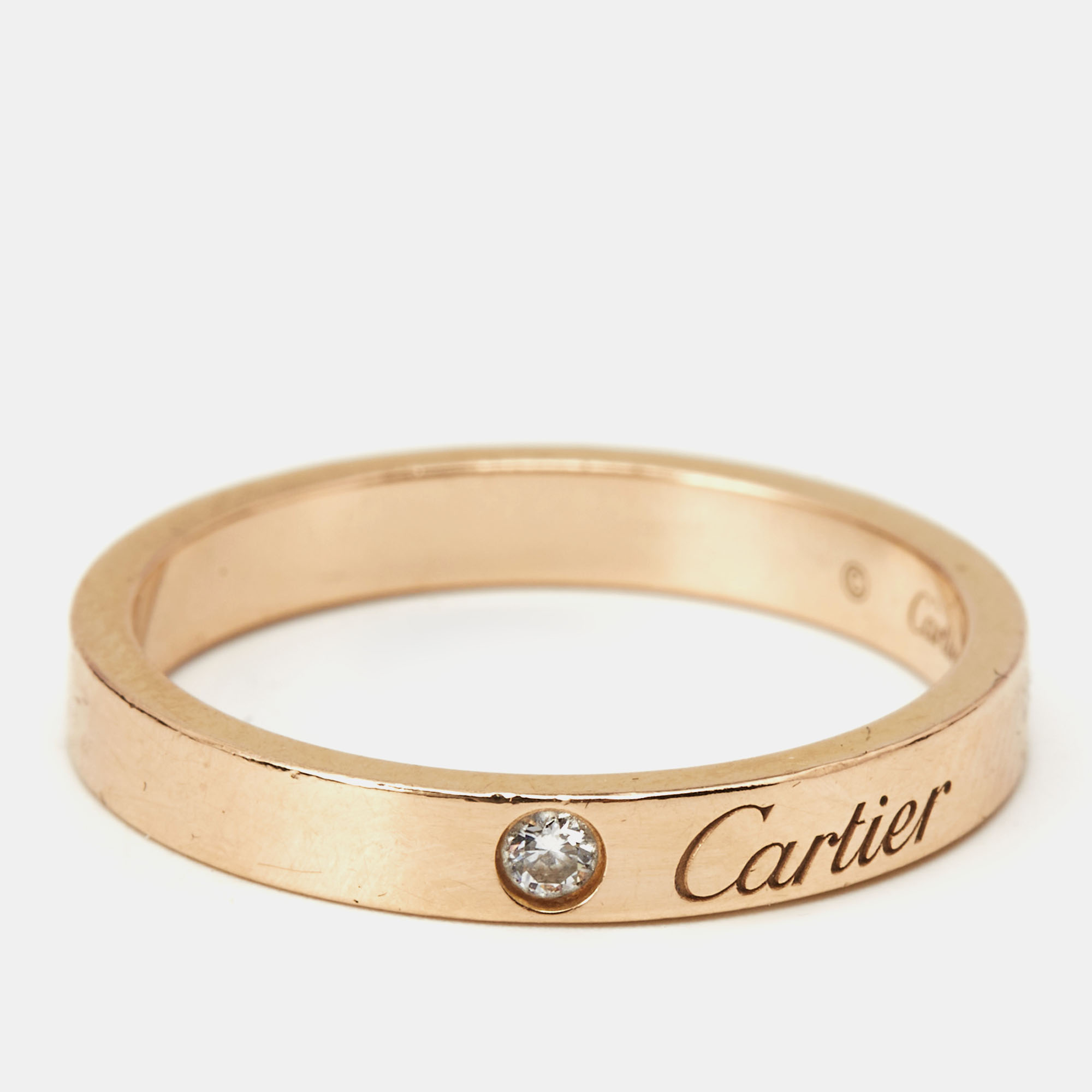 

Cartier C de Cartier Diamond 18k Rose Gold Wedding Band Ring Size