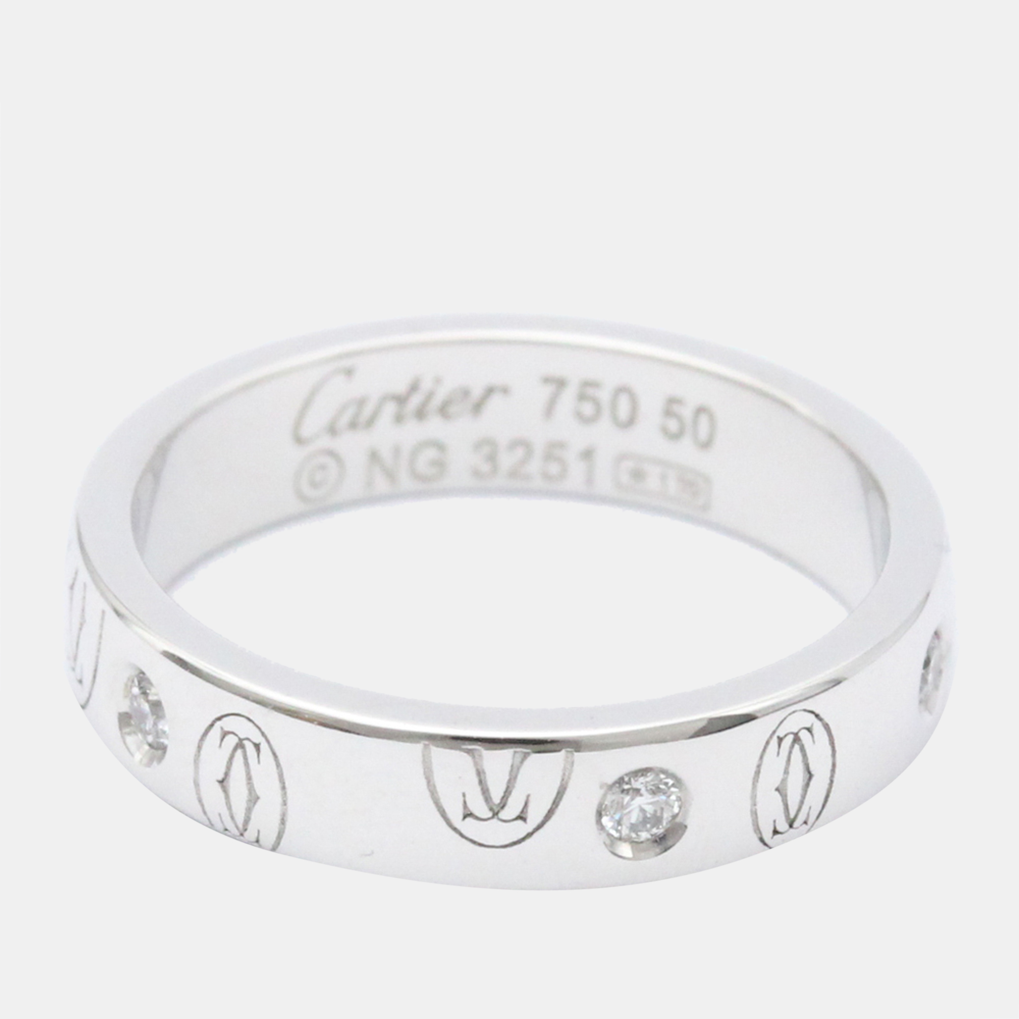 

Cartier Happy Birthday 18K White Gold Diamond Ring EU 50