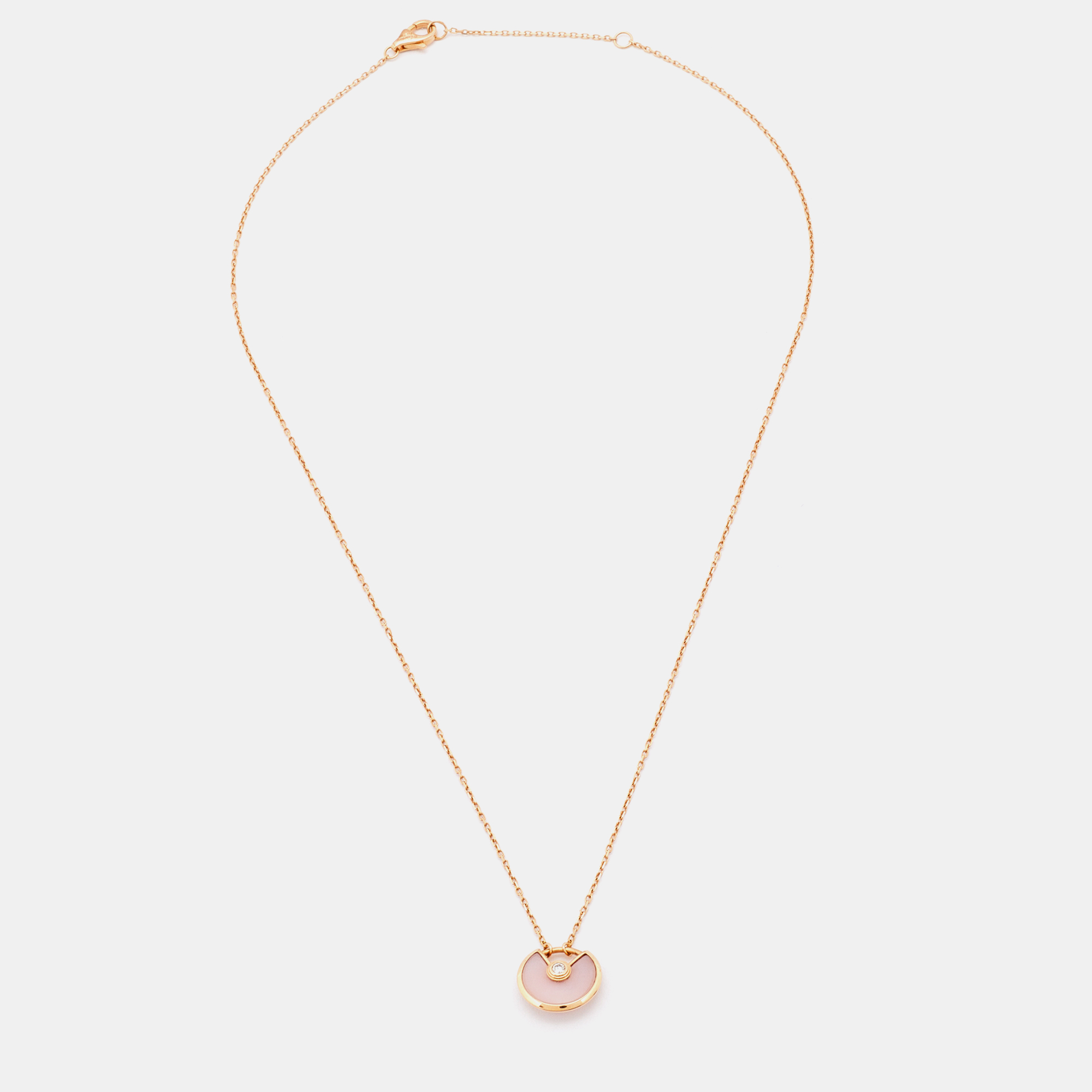 

Cartier Amulette De Cartier Pink Opal Diamond 18k Rose Gold  Motif Necklace