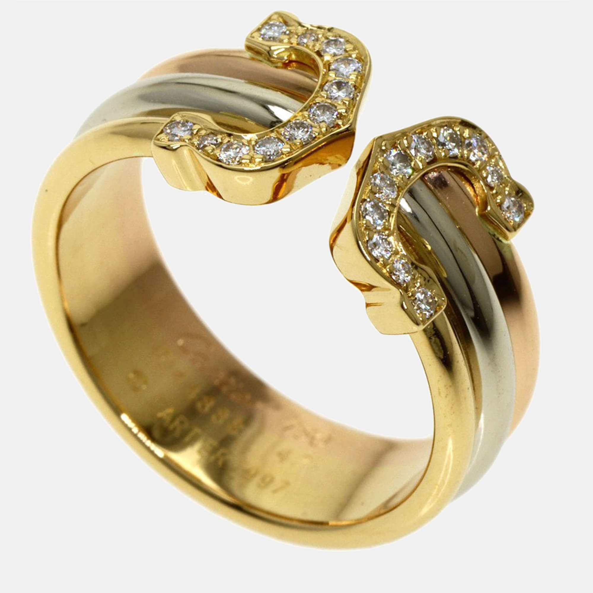

Cartier C De Cartier 18K Yellow Rose and White Gold Diamond Ring EU 47