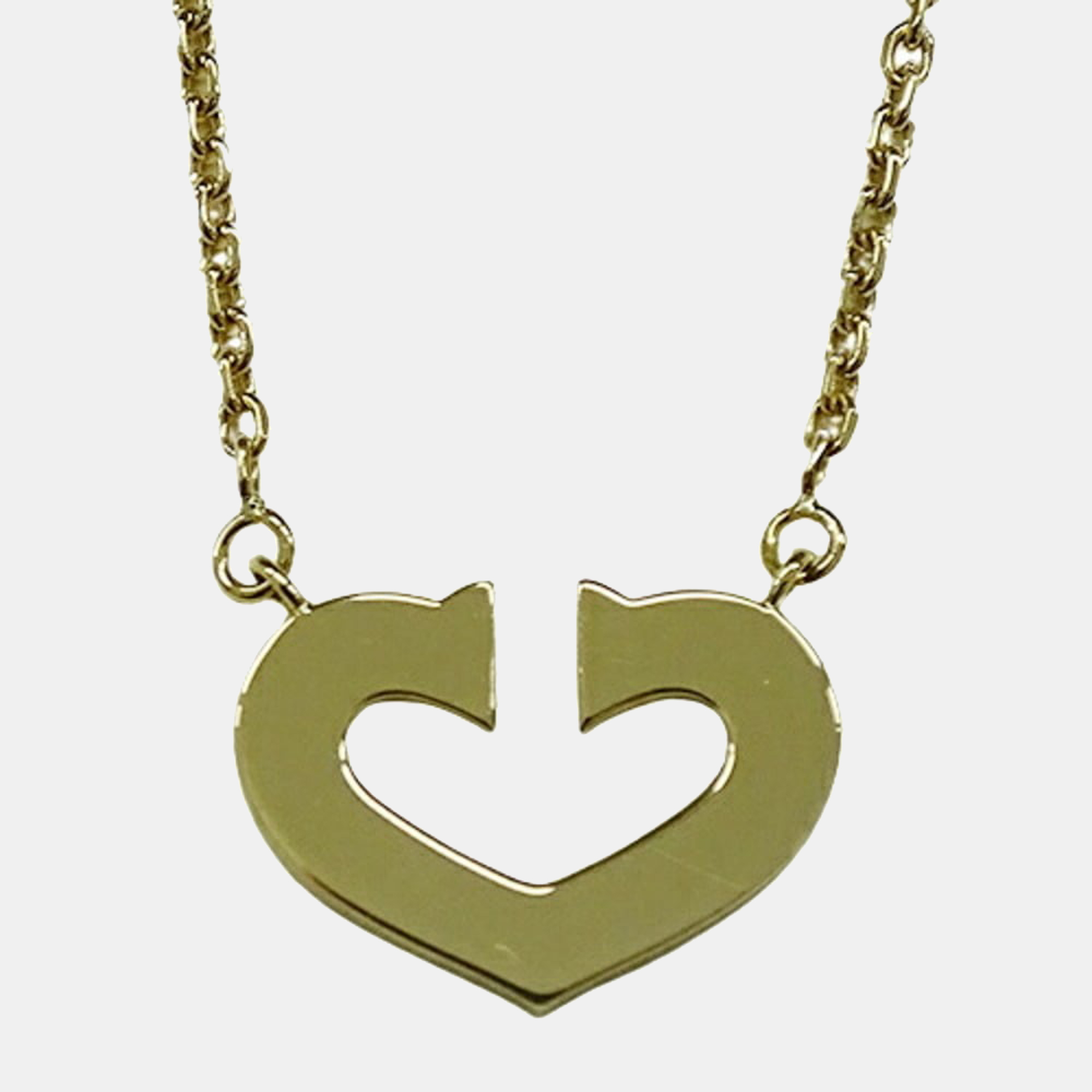 Preowned Cartier Heart C 18k Yellow Gold Necklace ModeSens
