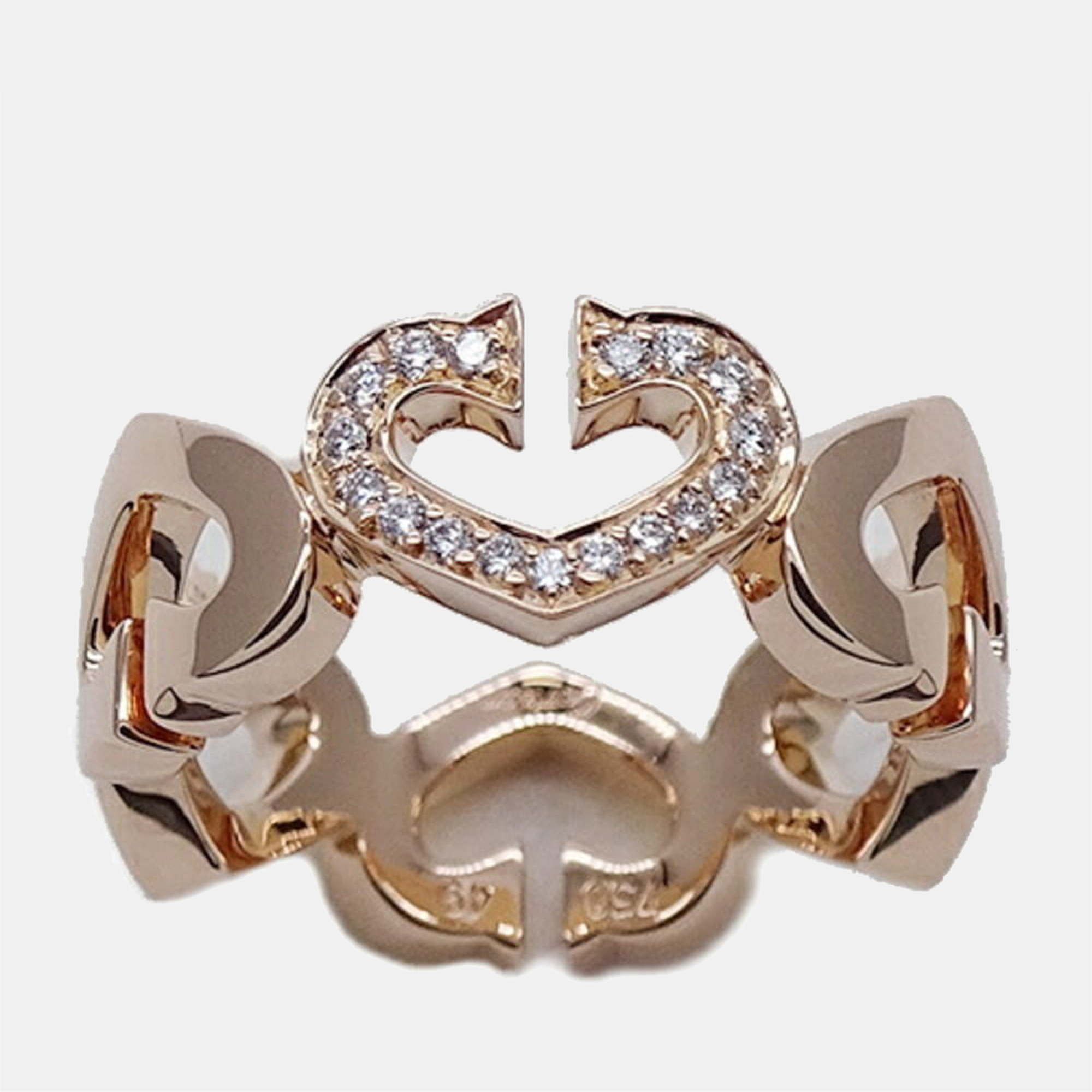 

Cartier C De Cartier Heart 18K Rose Gold Diamond Ring EU 49