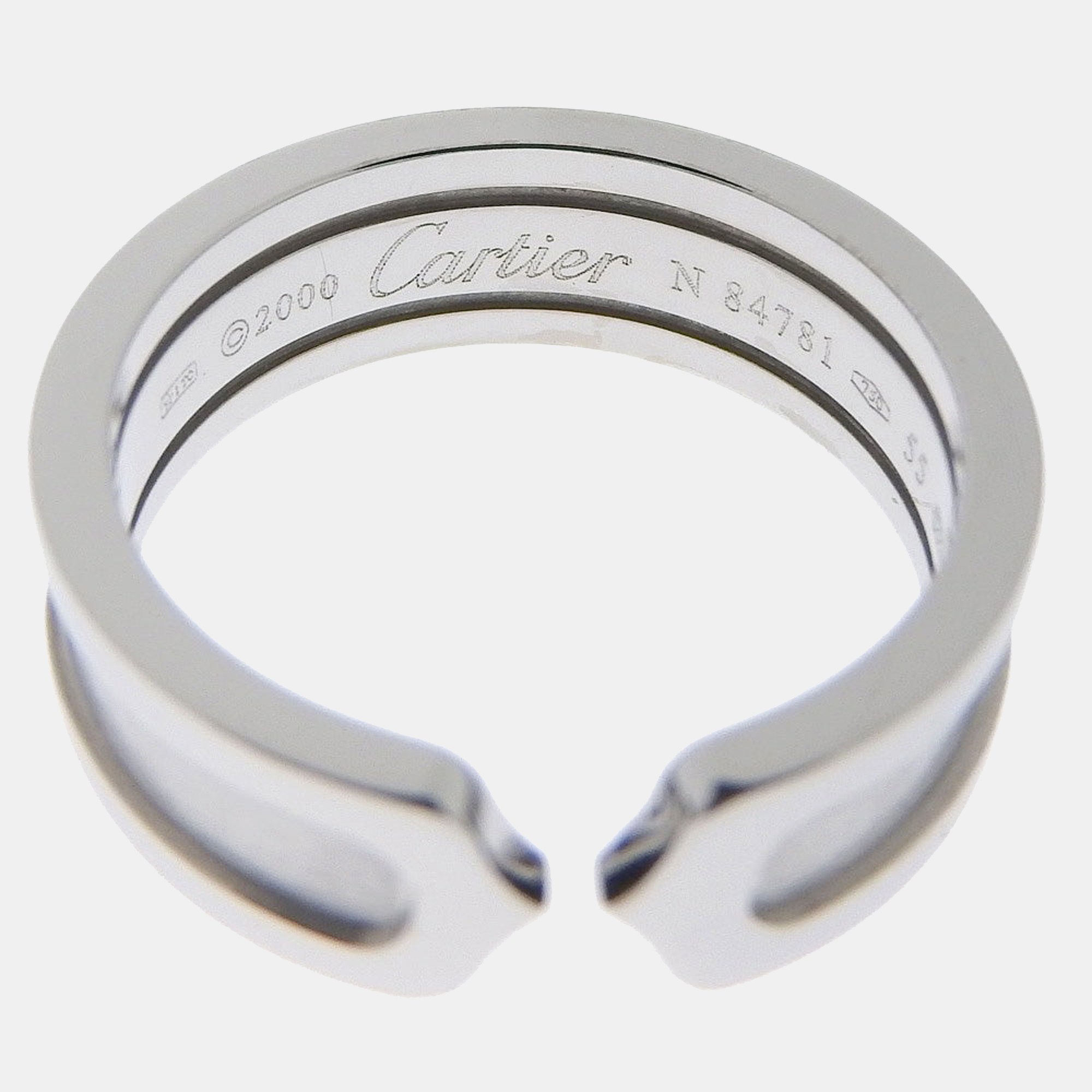 

Cartier Vintage Double C 18K White Gold Ring EU 55
