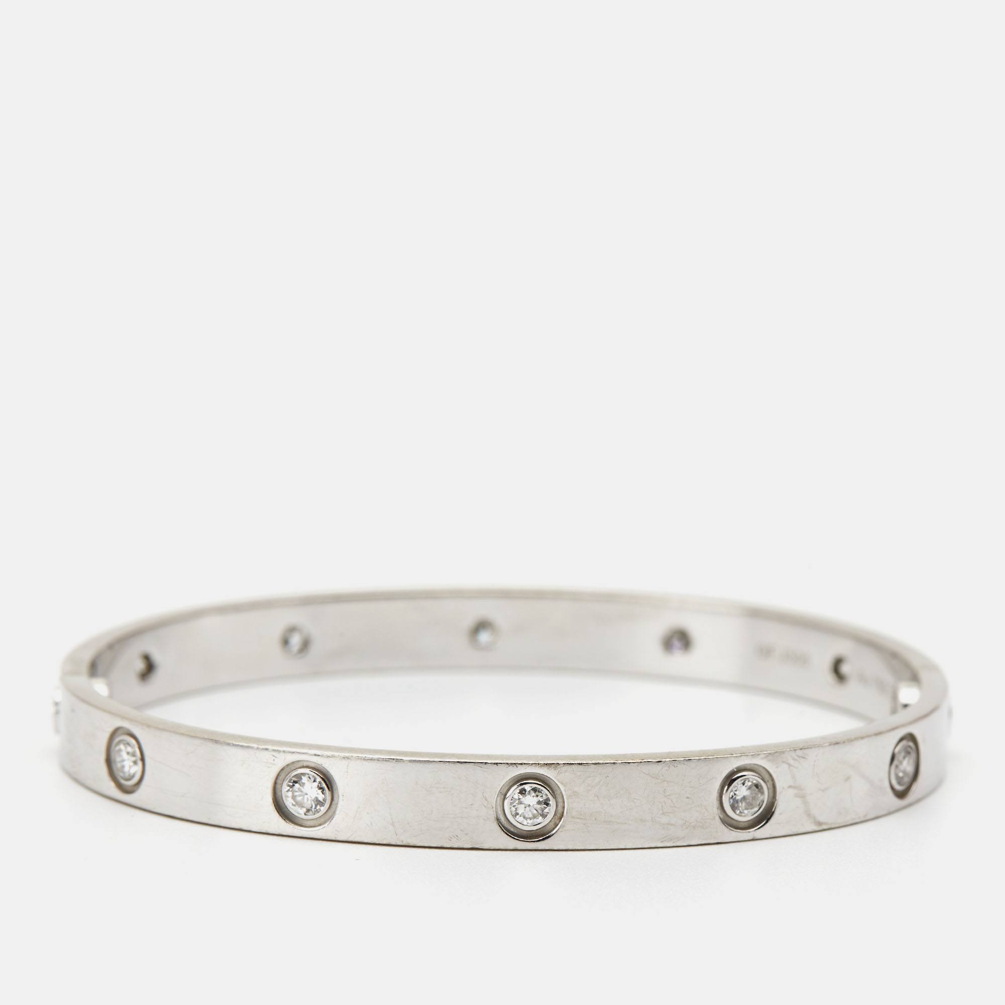 

Cartier Love 10 Diamonds 18k White Gold Bangle Bracelet 17