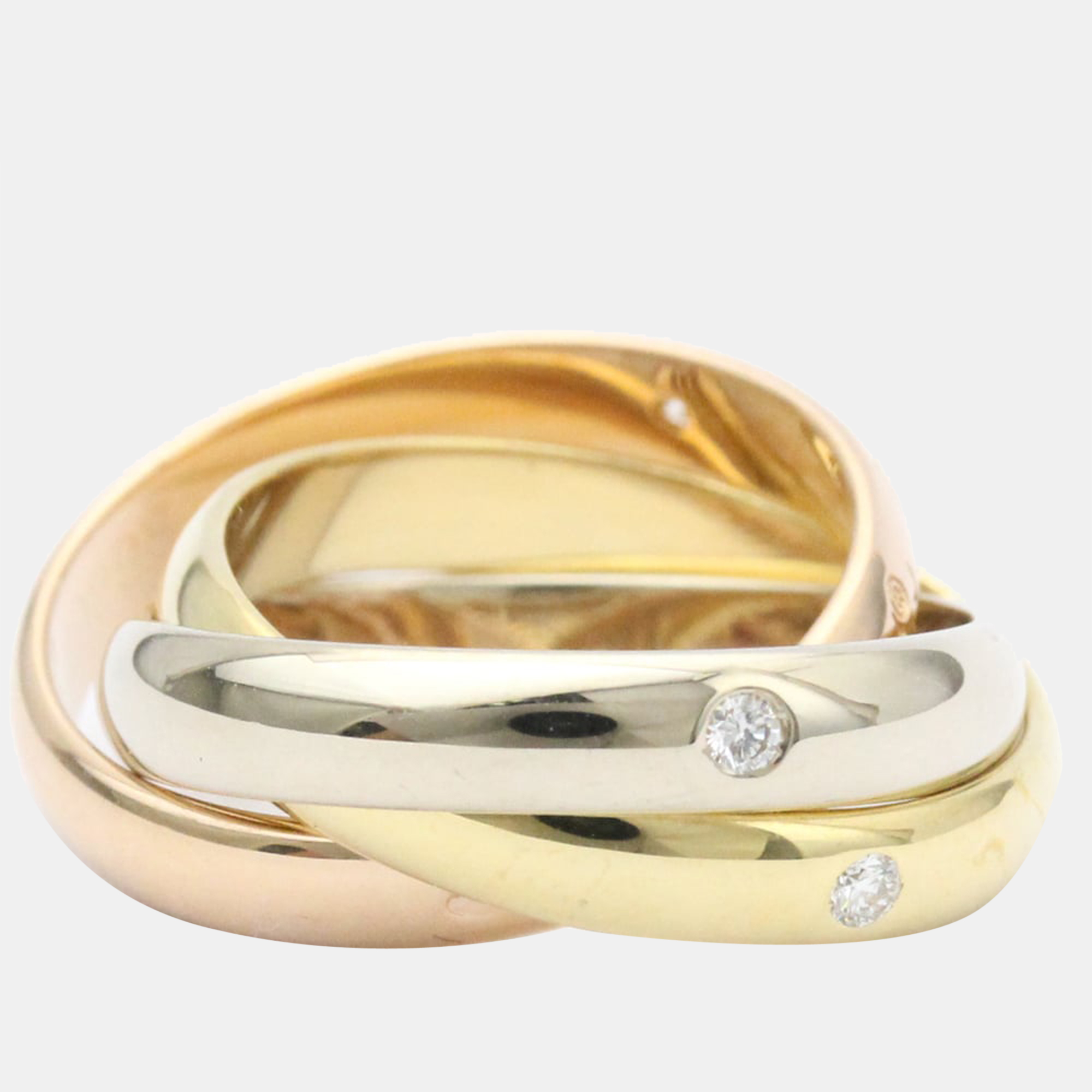 

Cartier Les Must de Cartier 18K Yellow Rose and White Gold Diamond Ring EU 49