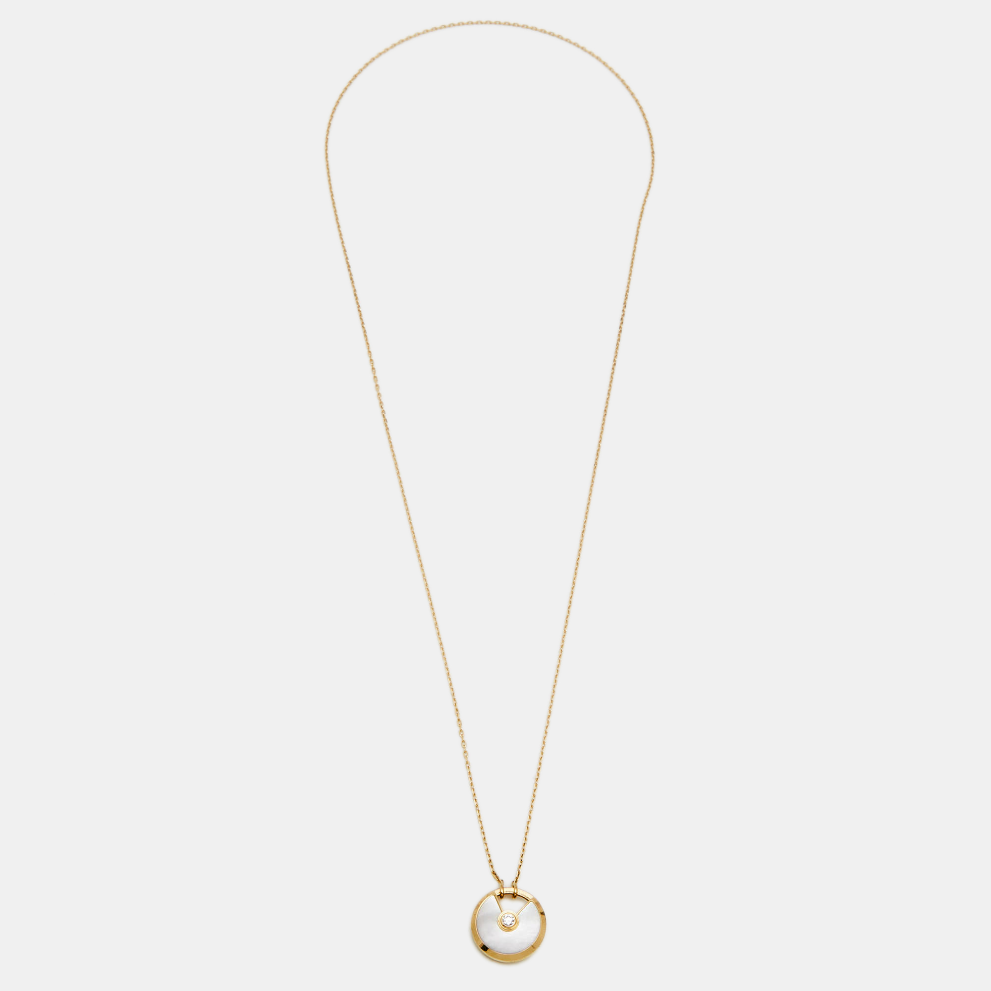 

Cartier Amulette De Cartier Mother of Pearl Diamond 18k Yellow Gold Small Model Necklace