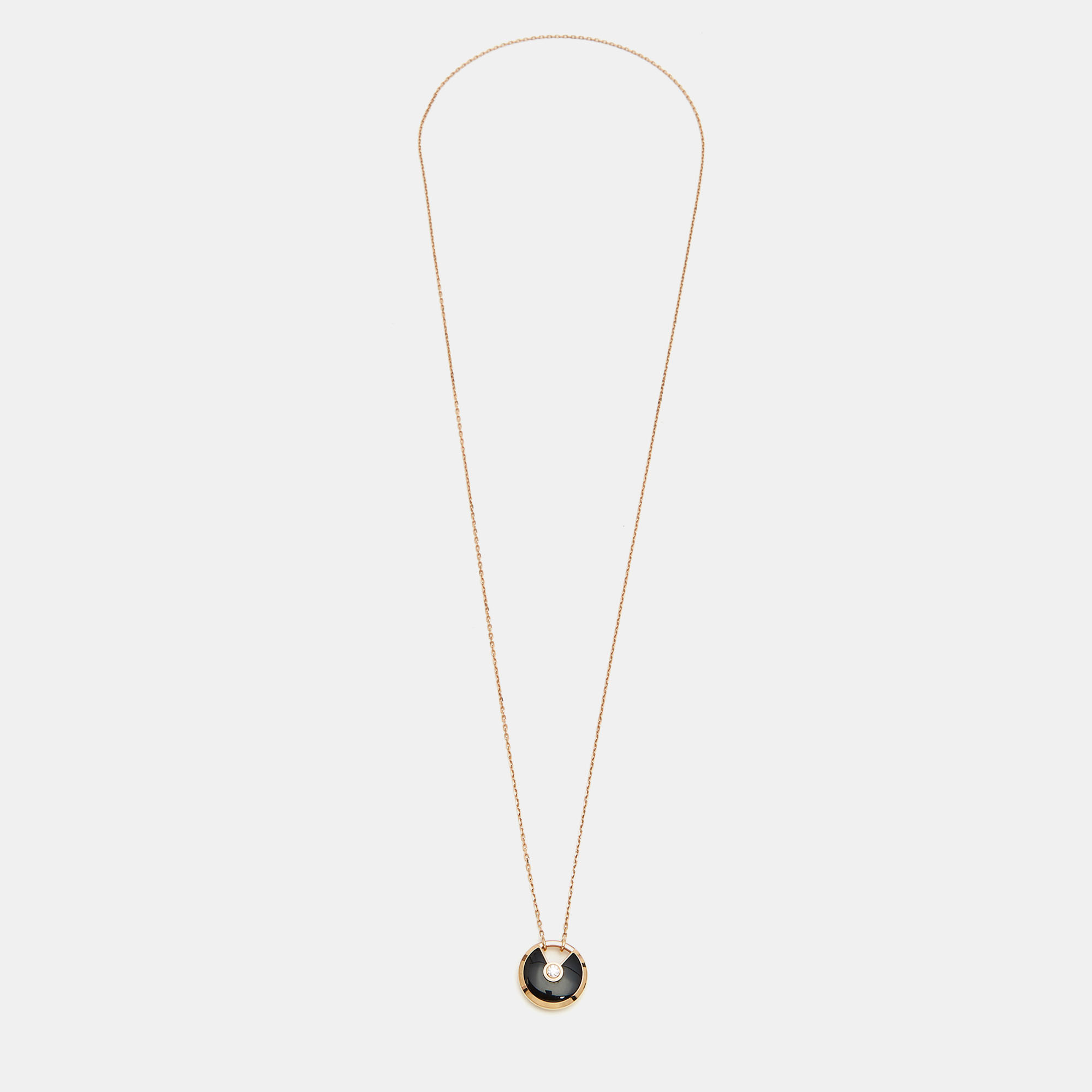 

Cartier Amulette de Cartier Onyx Diamond 18k Rose Gold Small Model Necklace