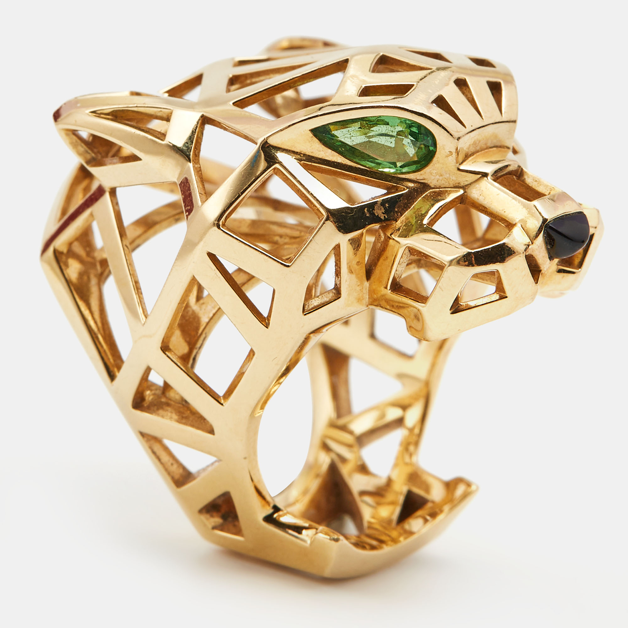 

Cartier Panthre de Cartier Garnet Onyx 18k Yellow Gold Ring Size