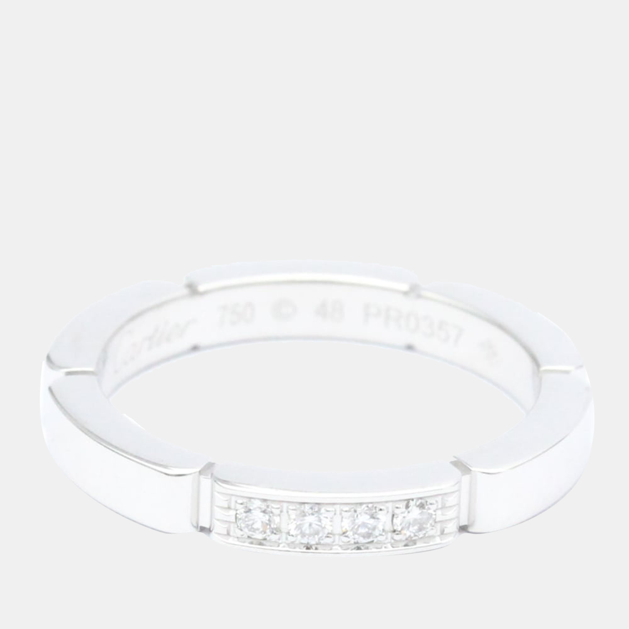 

Cartier Maillon Panthere 18K White Gold Diamond Ring EU 48
