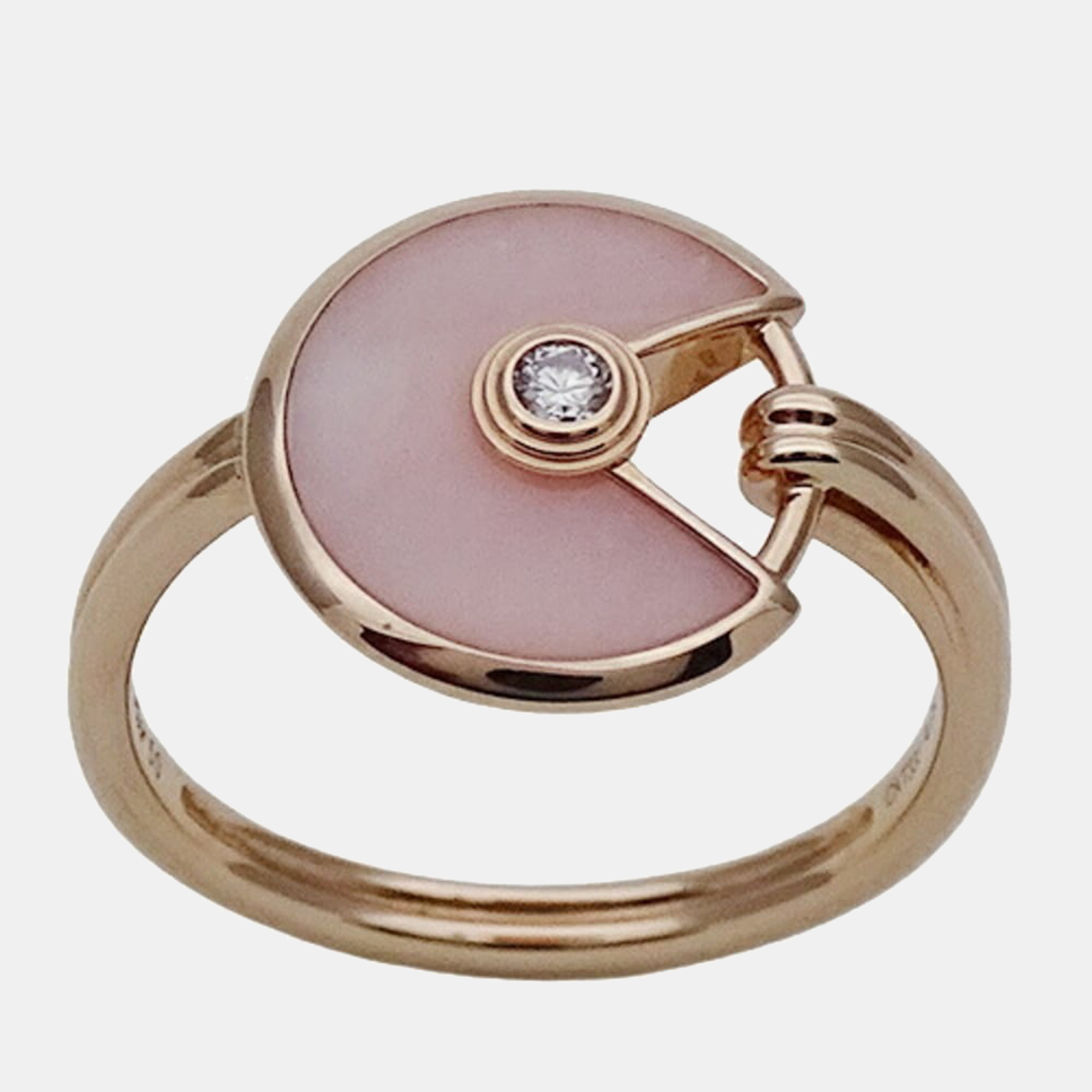 

Cartier Amulette De Cartier 18K Rose Gold Diamond and Opal Ring EU 50