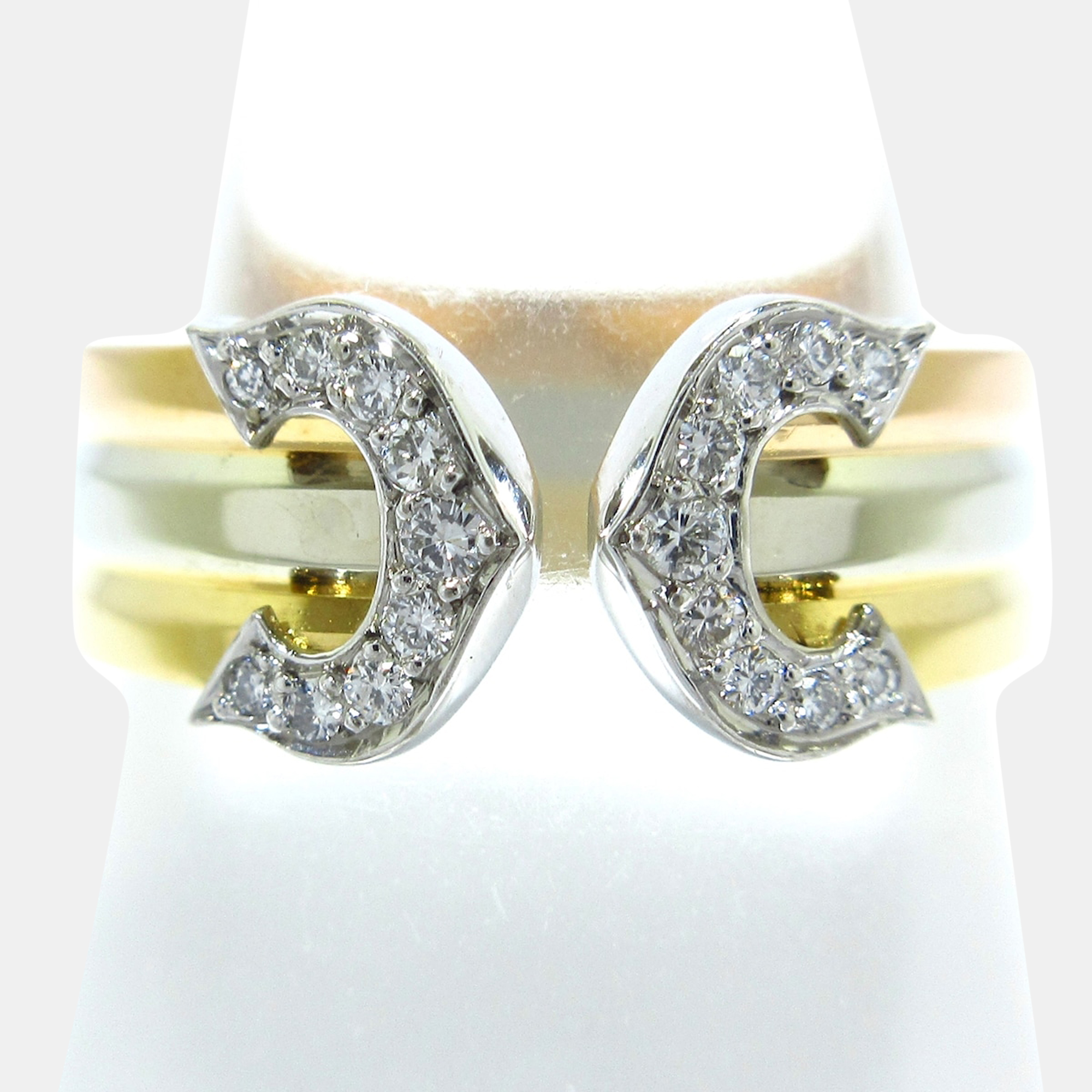 

Cartier Double C 18K Yellow Rose and White Gold Diamond Ring EU 53