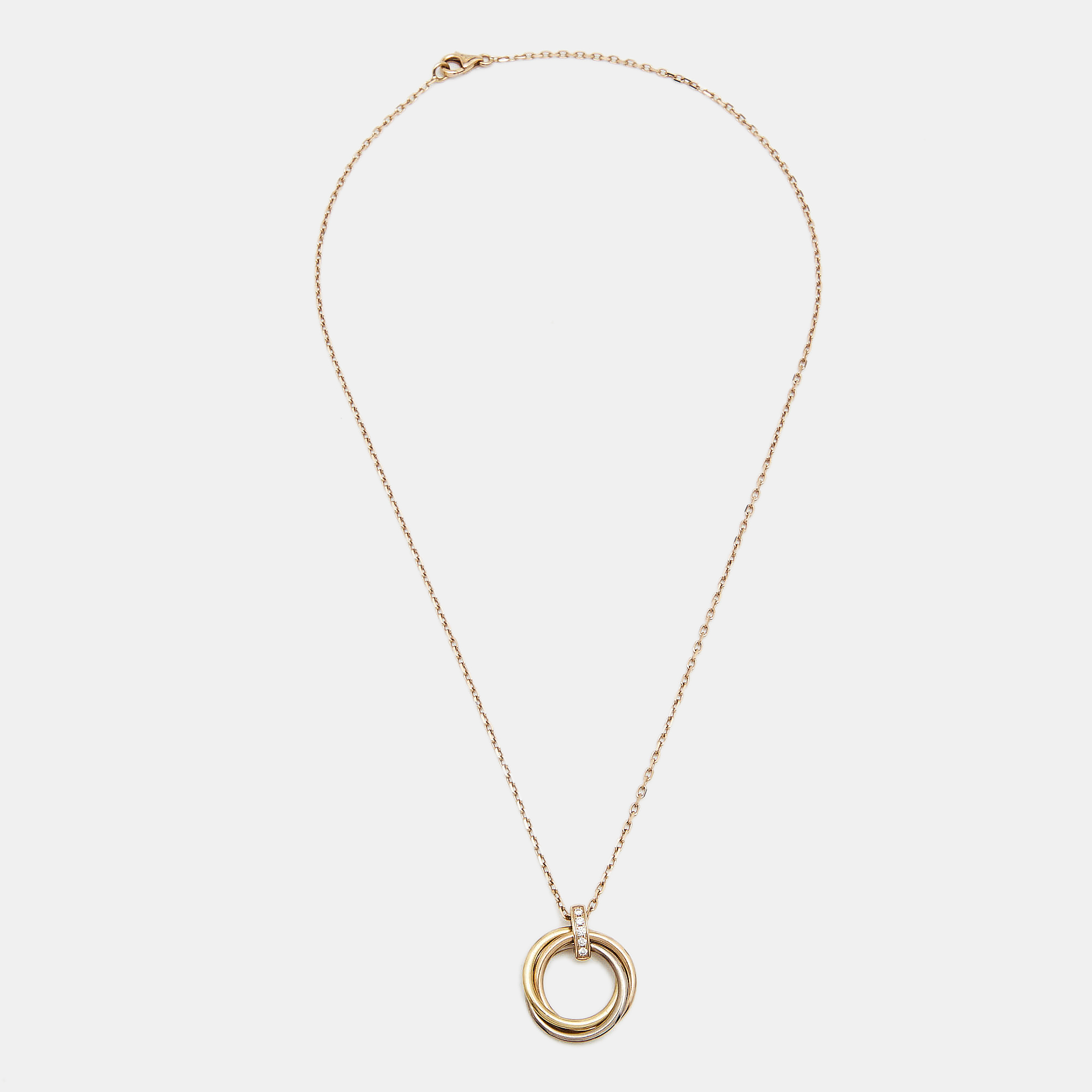 

Cartier Trinity Diamond 18k Three Tone Gold Pendant Necklace