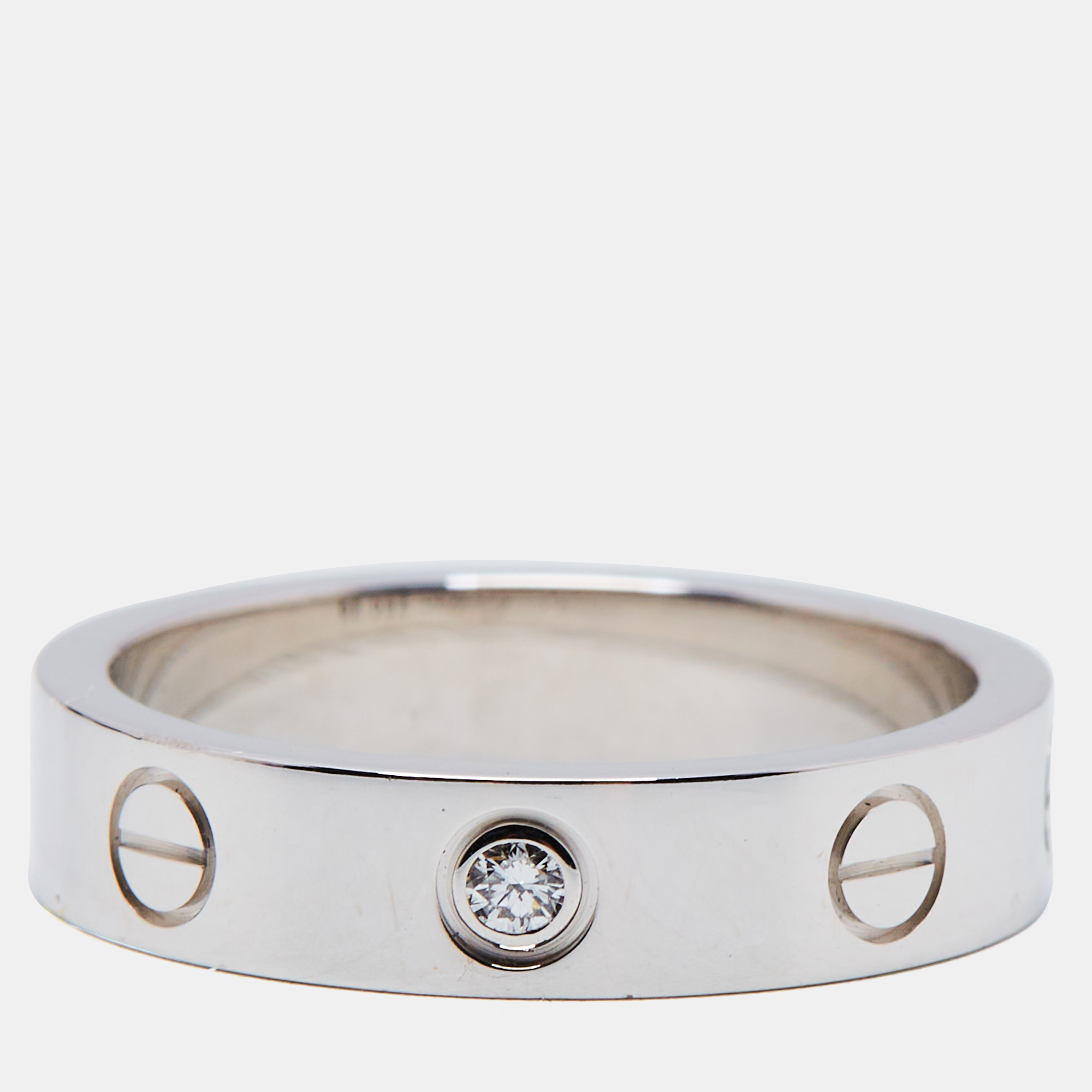 

Cartier Love 1 Diamond 18K White Gold Narrow Wedding Band Ring Size