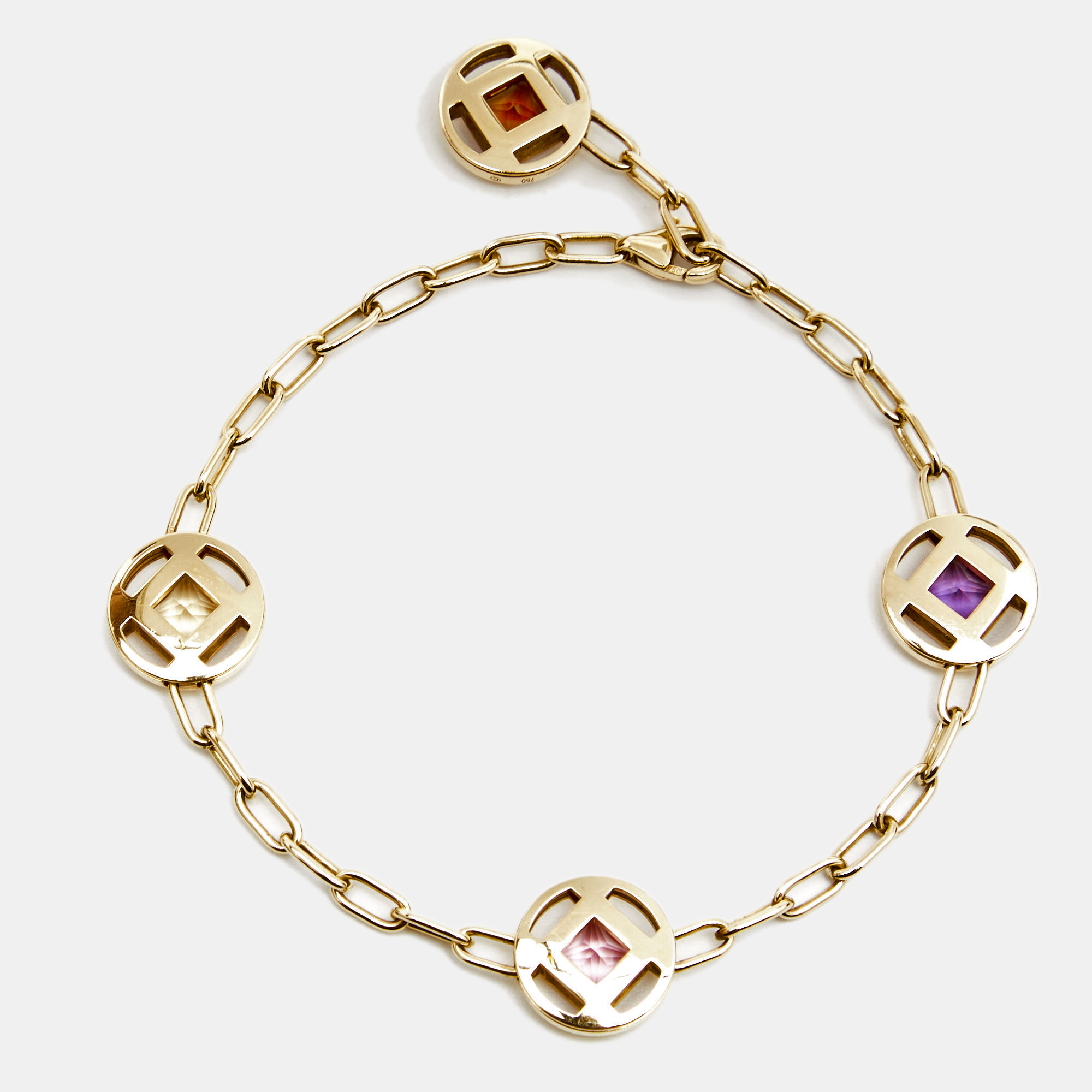 

Cartier Pasha Multicolor Gemstone 18K Yellow Gold Charm Bracelet