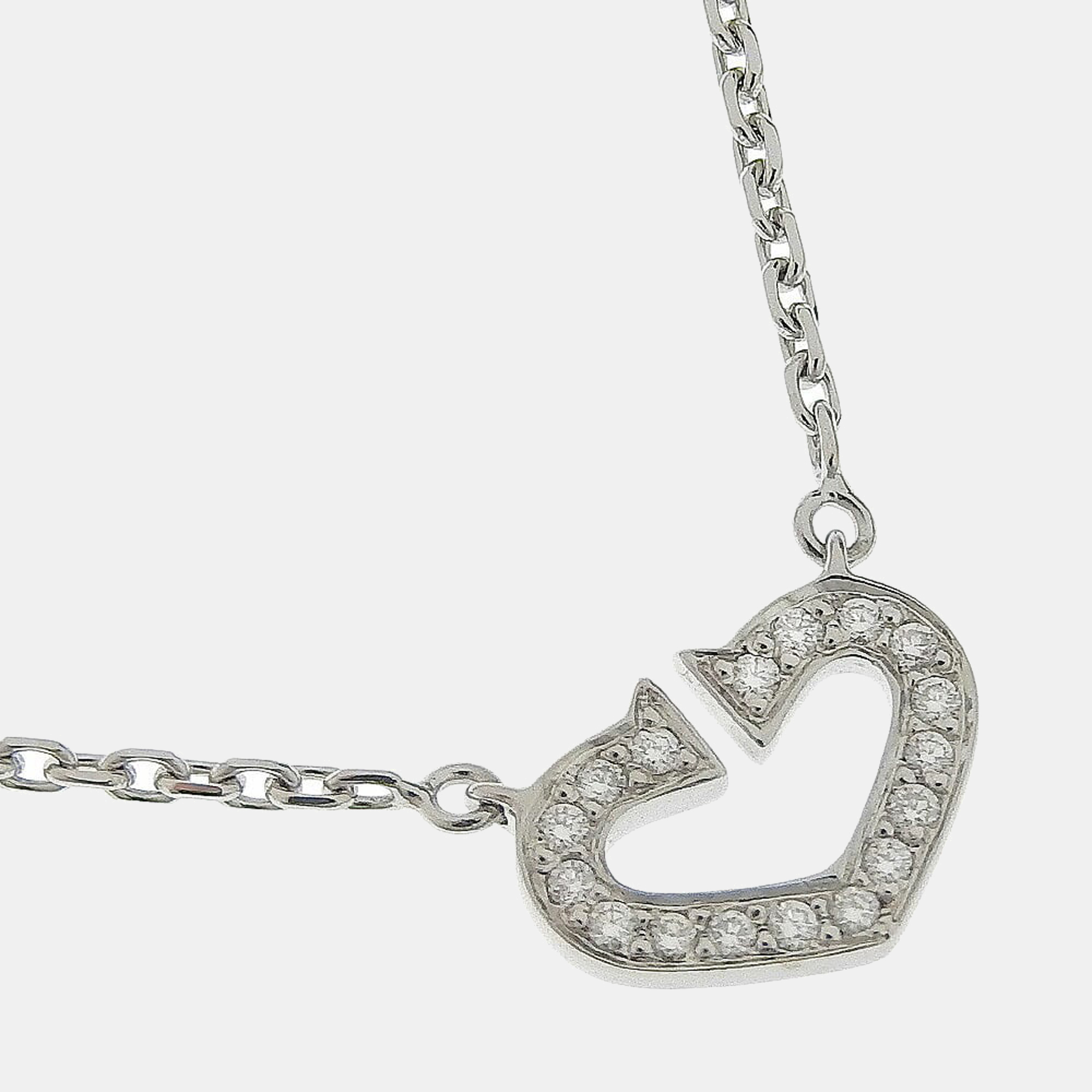 Pre-owned Cartier Heart 18k White Gold Diamond Necklace
