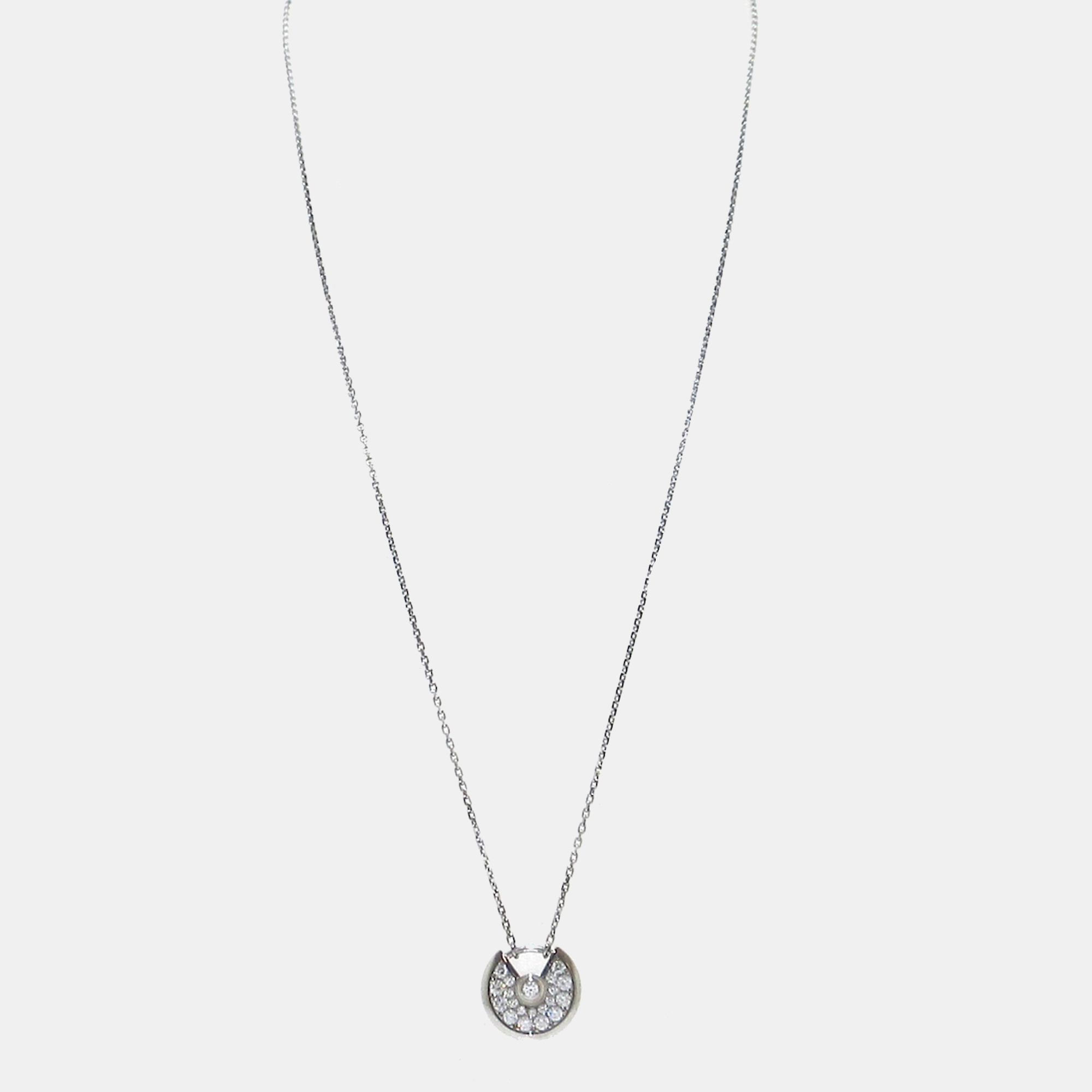 

Cartier Amulette De Cartier 18K White Gold Diamond Necklace