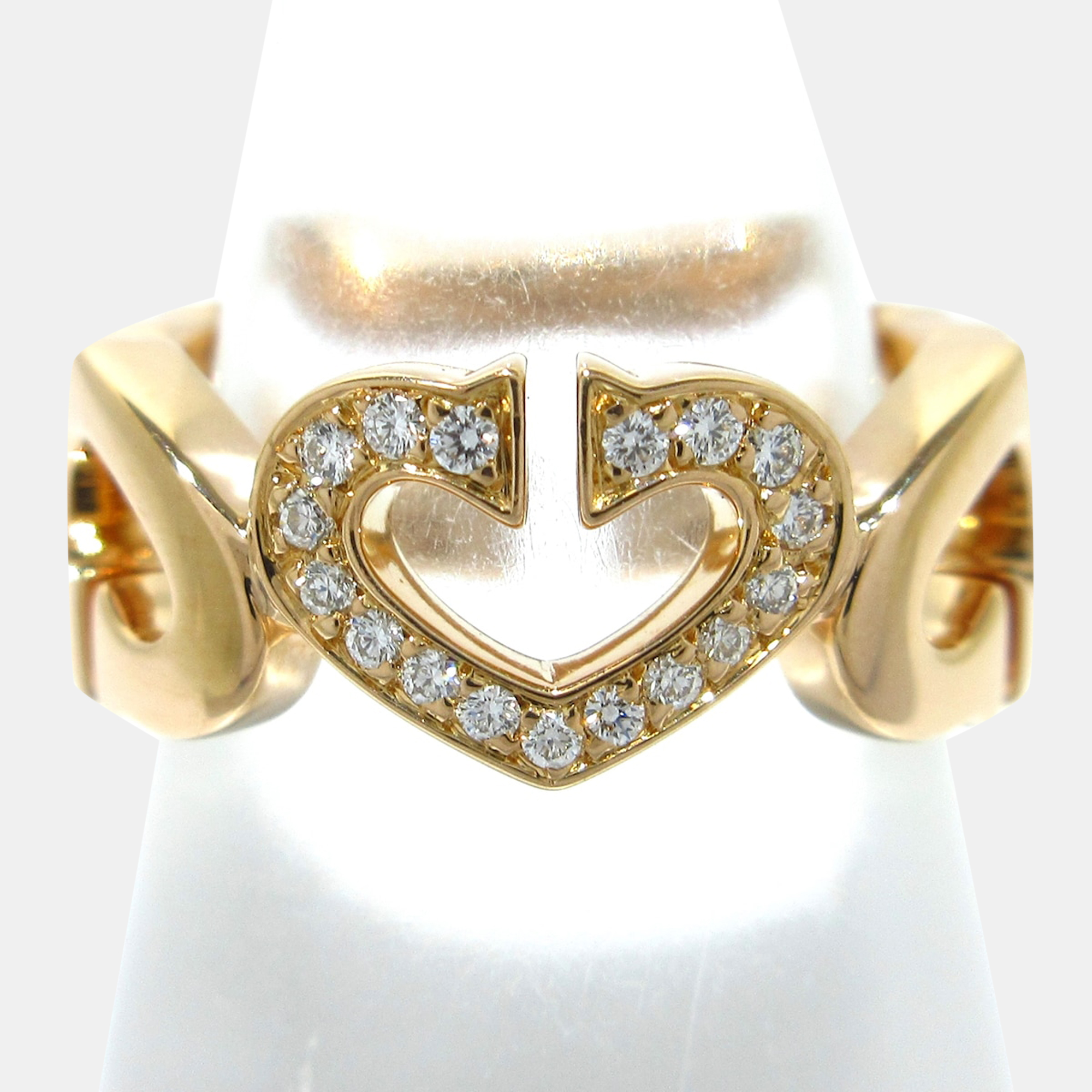 

Cartier Heart C 18K Rose Gold Diamond Ring EU 50