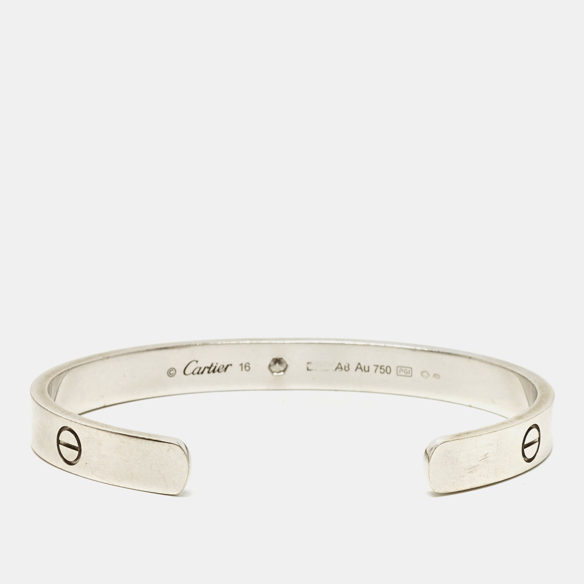 

Cartier Love 1 Diamond 18k White Gold Open Cuff Bracelet 16