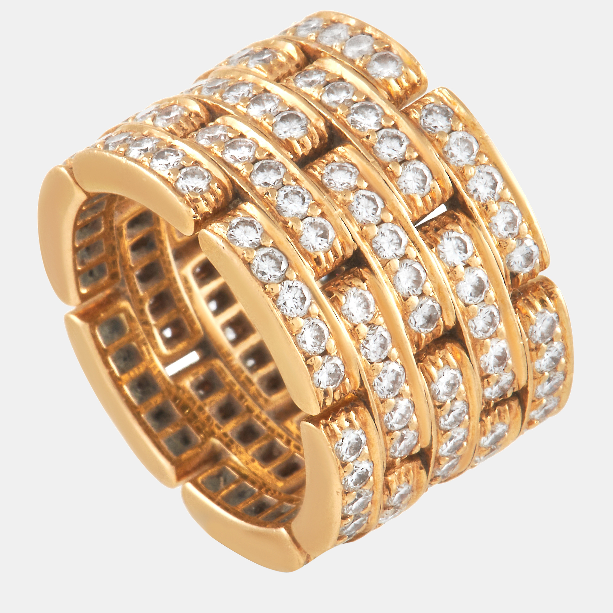 Pre-owned Cartier Maillon De Panthxe8re 18k Yellow Gold 2.60 Ct Diamond Ring
