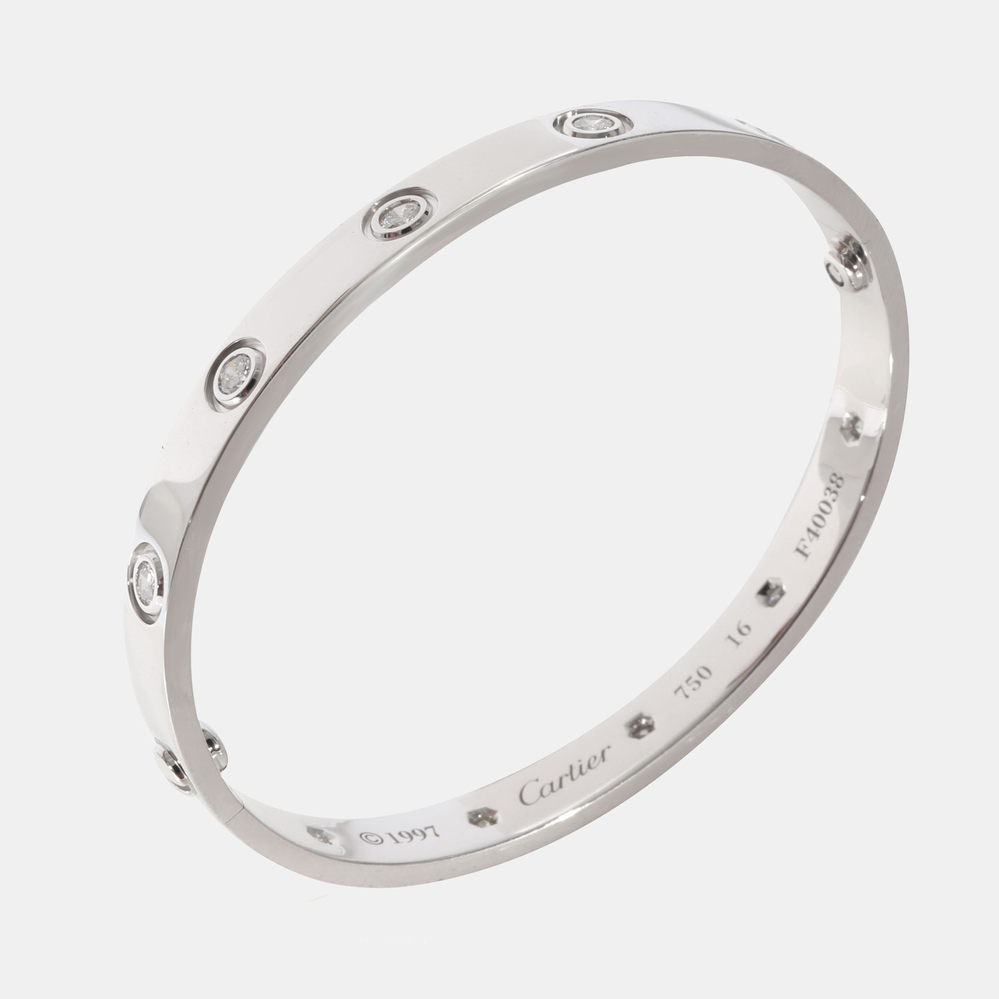 

Cartier LOVE 10 Diamond Bracelet in 18k White Gold 0.96 CTW