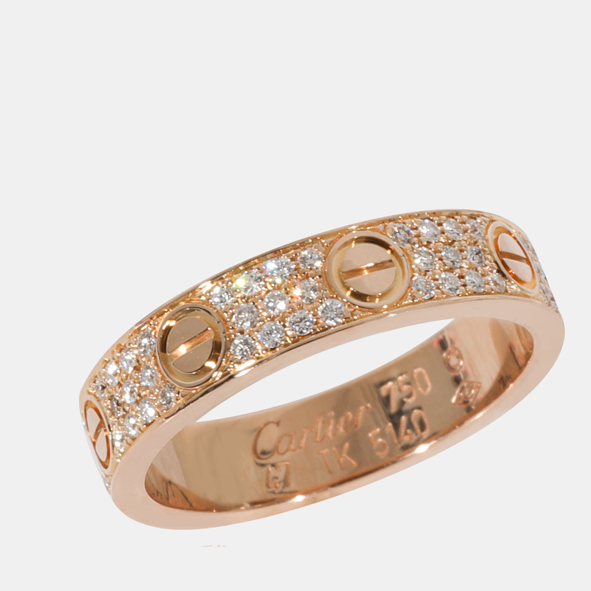 

Cartier Love Diamond Pave Band in 18k Rose Gold 0.31 CTW Ring US 4