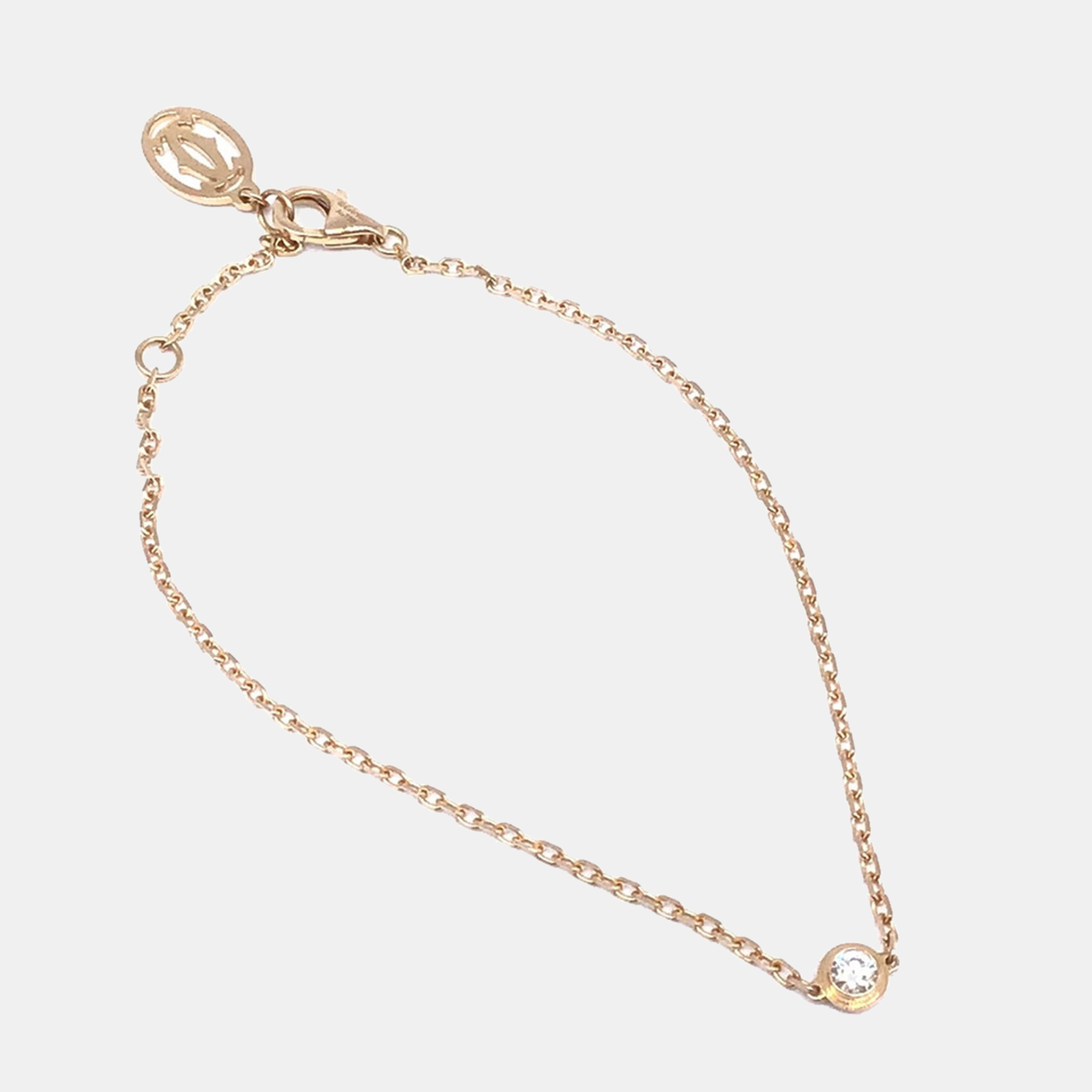 

Cartier Diamants Légers Small 18K Rose Gold Diamond Bracelet 15.5