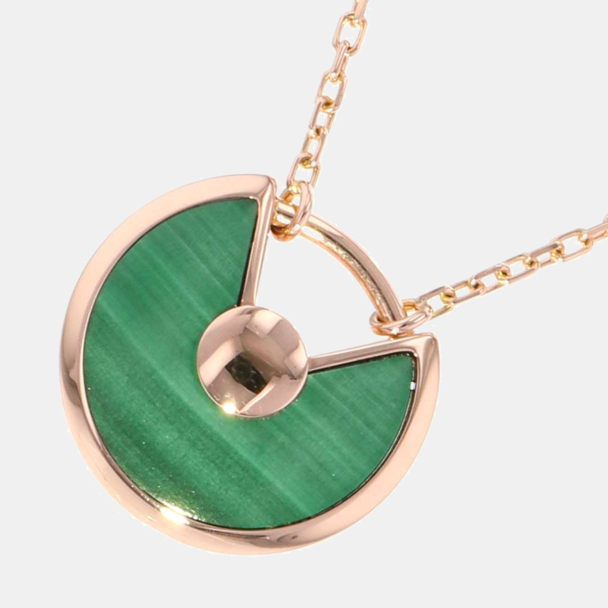 

Cartier Amulette De Cartier 18K Rose Gold Diamond and Malachite Necklace